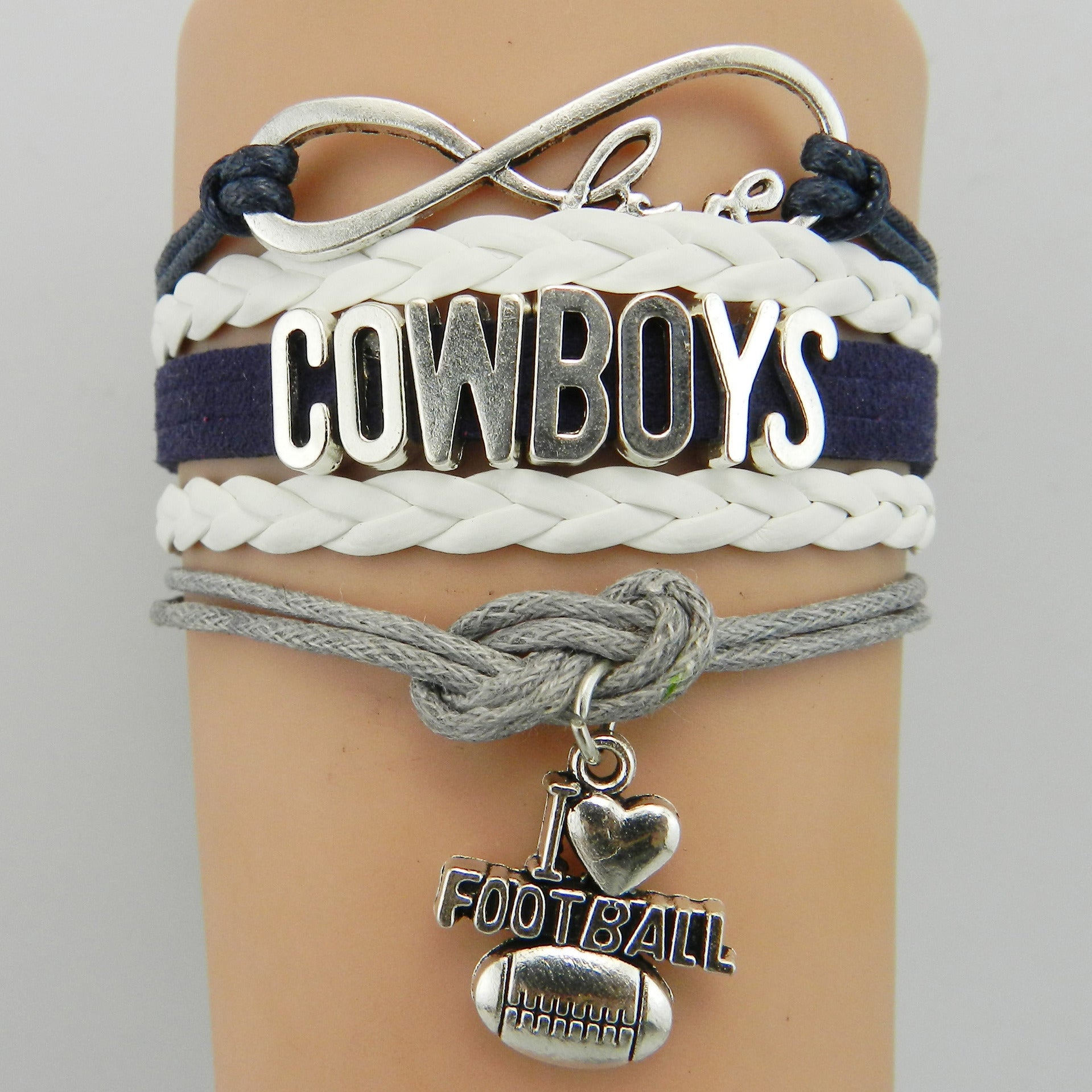 Hot Sale NFL COWBOYS Rugby Bracelet Infinity Multilayer Woven Letter Bracelet