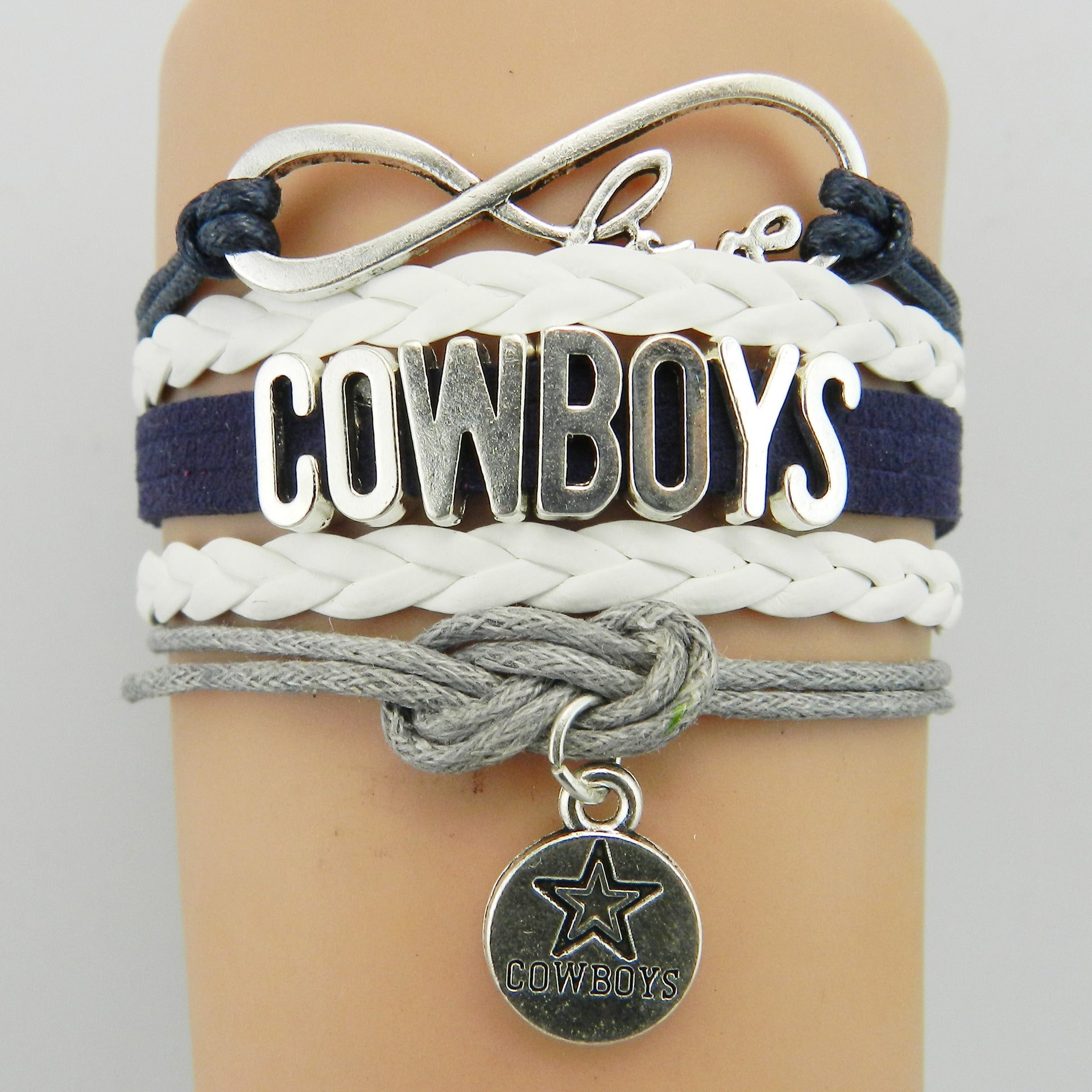 Hot Sale NFL COWBOYS Rugby Bracelet Infinity Multilayer Woven Letter Bracelet