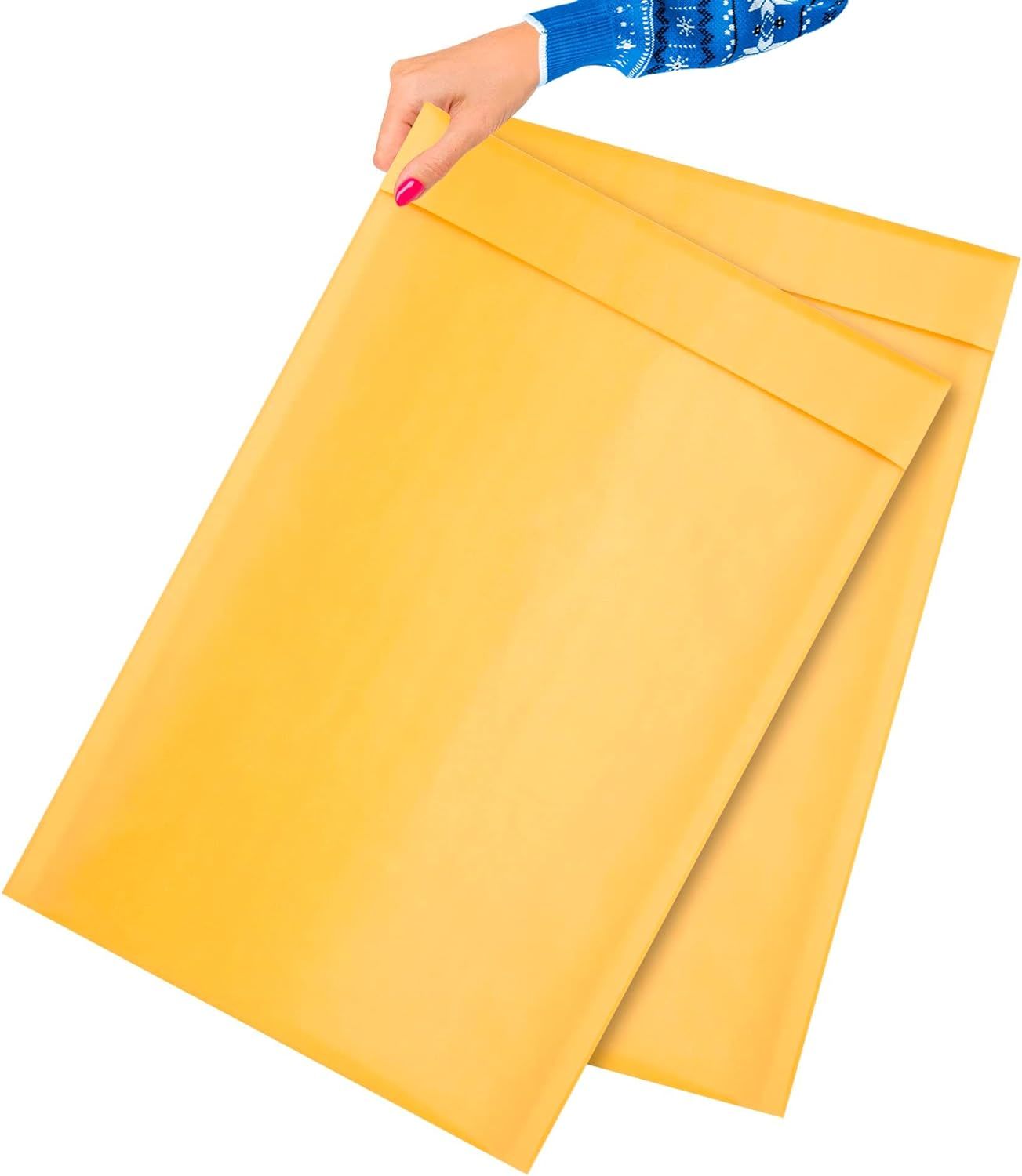 Pack of 50 Airjackets Kraft Padded Envelopes 12.5 x 19 Bubble Mailers 12 1/2 x 19 Large Bubble Envelopes Peal and Seal Yellow Cushion Envelopes Shipping Mailing Golden Kraft Paper