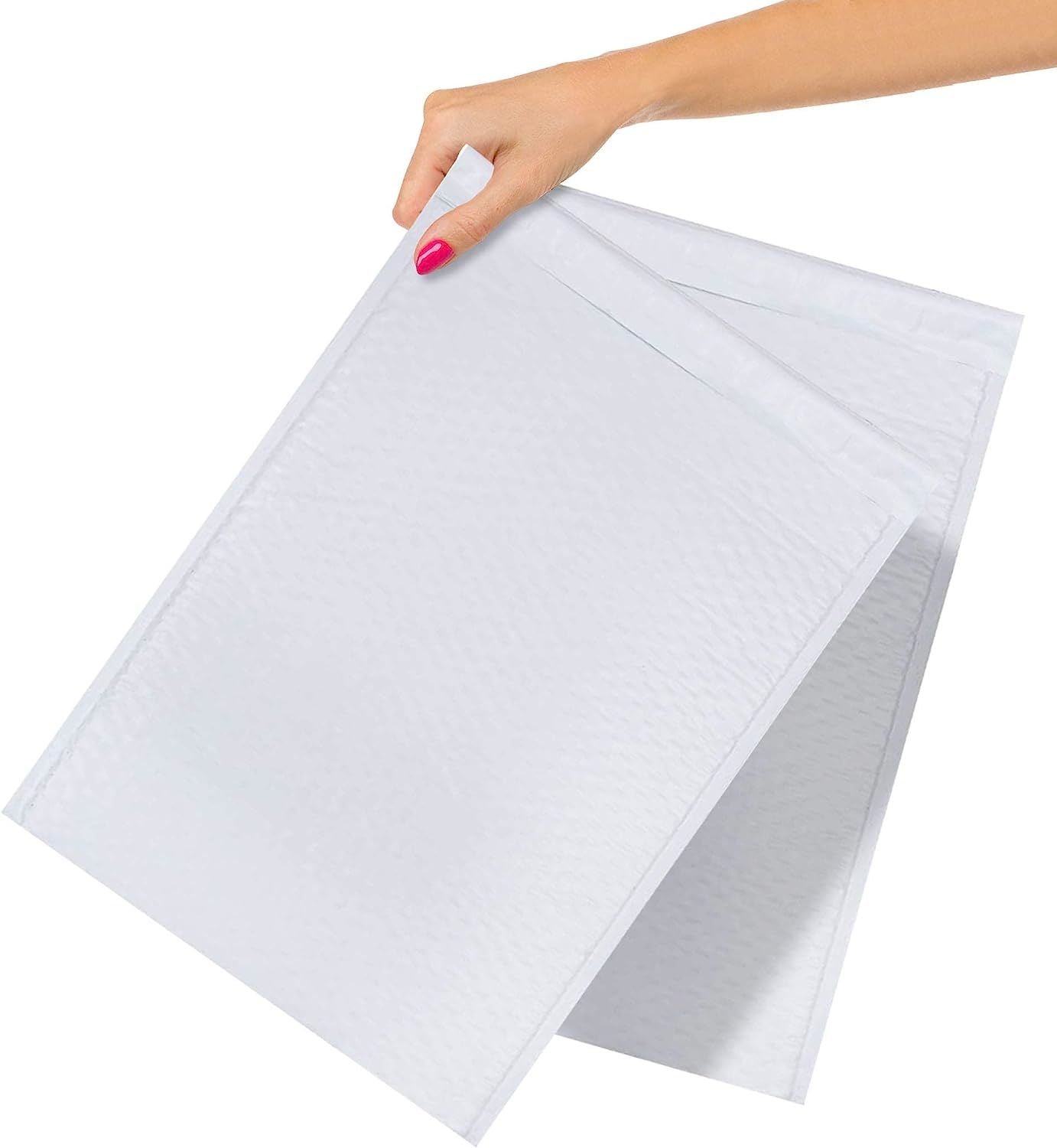 100 Pack Poly Bubble Mailers 9.5 x 14.5 Airjackets Padded Envelopes 9 1/2 x 14 1/2 White Large Cushion Mailers Dual Peel and Seal Zip Tear Strip Shipping Mailing Reusable Air Jackets