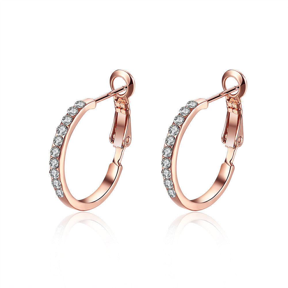 Plated Silver/Rose Gold Circle Shape AAA Zircon Earrings Women Charm Gift Fashion Charm Party Wedding Jewelry