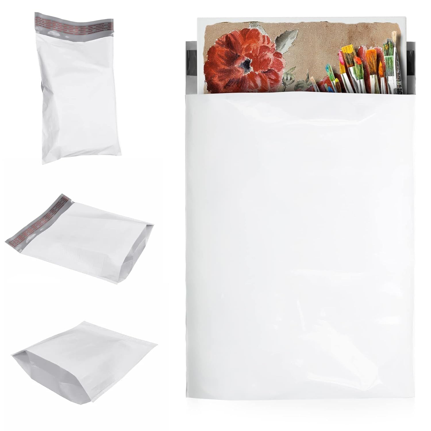 Gusseted Large Poly Mailers 15x20x4 Size. Pack of 100 White Poly Shipping Bags for Clothing 15 x 20 x 4 Polyethylene Flat Poly Mailer Bag 2.4 Mil Expansion Poly Mailers Bags; Mailing Bags