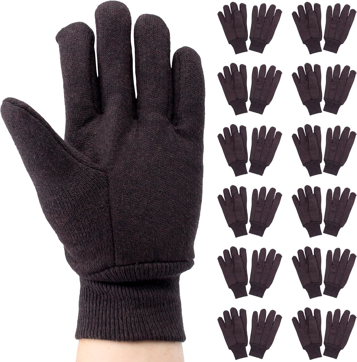 Brown Jersey Gloves. Cotton Gloves for Men and Women; Brown Cotton Jersey Gloves Bulk; Durable Jersey Garden Gloves