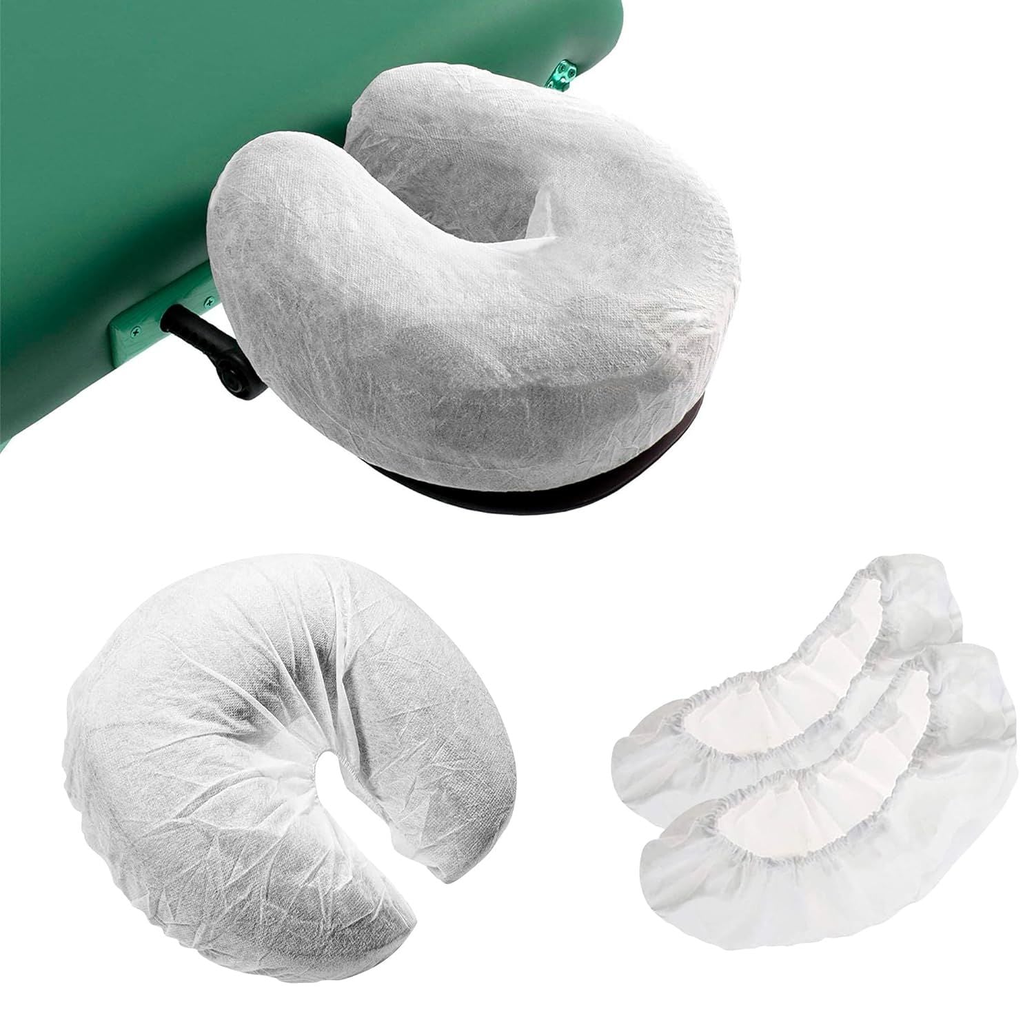 Disposable Face Cradle Covers 13'; White Polypropylene Disposable Massage Face Cradle Cover 100 Pack; Soft and Elastic 25 GSM Face Cradle for Massage 