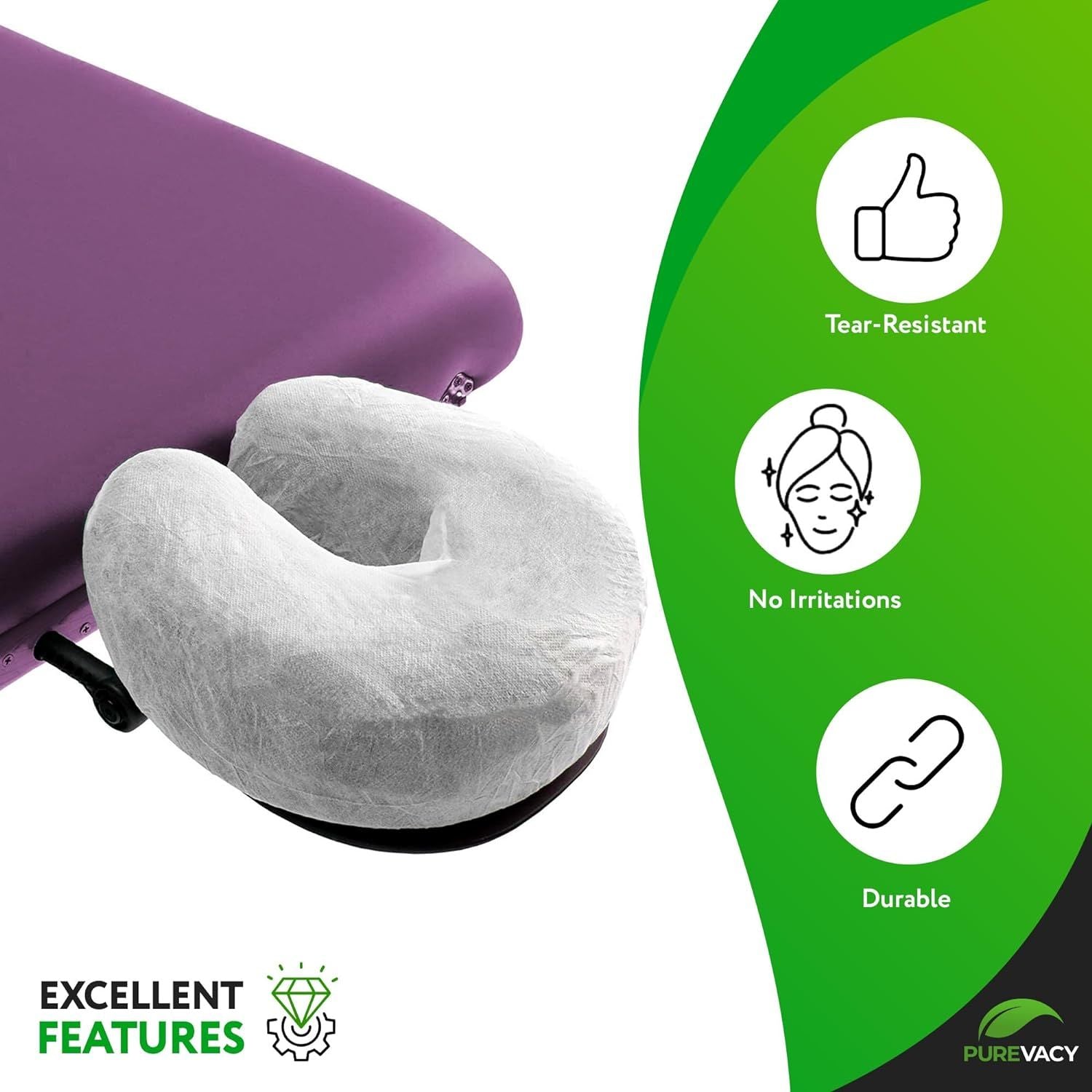 Disposable Face Cradle Covers 13'; White Polypropylene Disposable Massage Face Cradle Cover 100 Pack; Soft and Elastic 25 GSM Face Cradle for Massage 