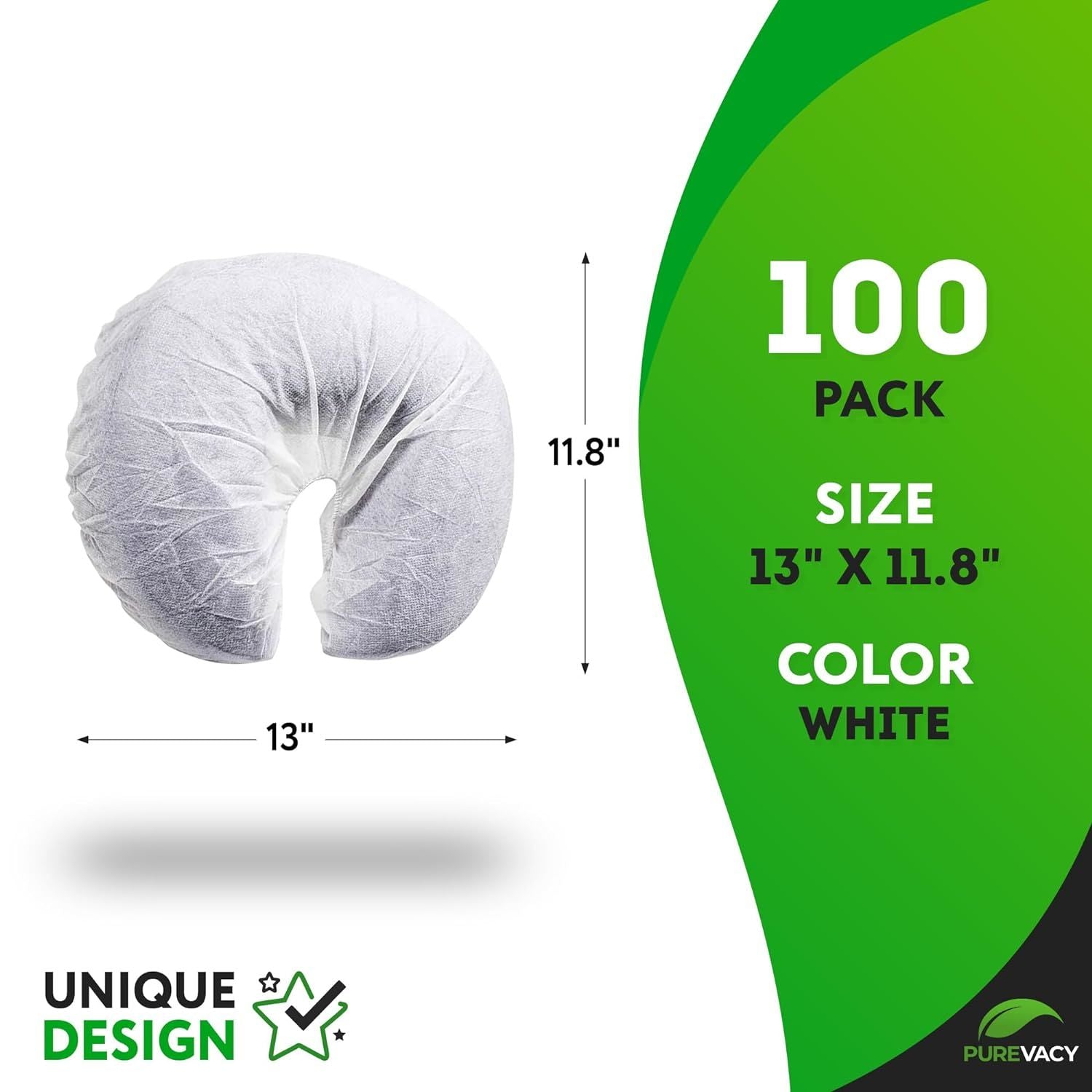 Disposable Face Cradle Covers 13'; White Polypropylene Disposable Massage Face Cradle Cover 100 Pack; Soft and Elastic 25 GSM Face Cradle for Massage 
