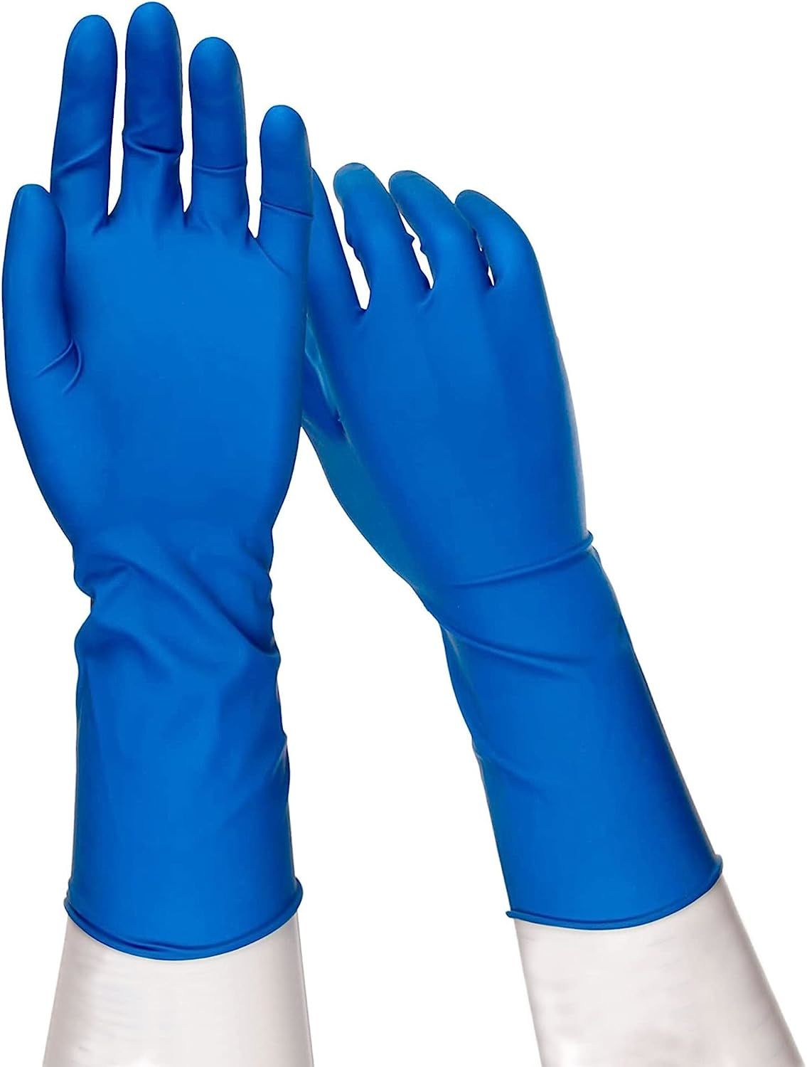 Disposable 14 Mil Blue Latex Gloves. Pack of 500 High Risk Small Glovs 12" Long with Textured Grid for Janitorial; Plumbing; Painting; Automotive; Chemical Hand Protection. Powder Free.