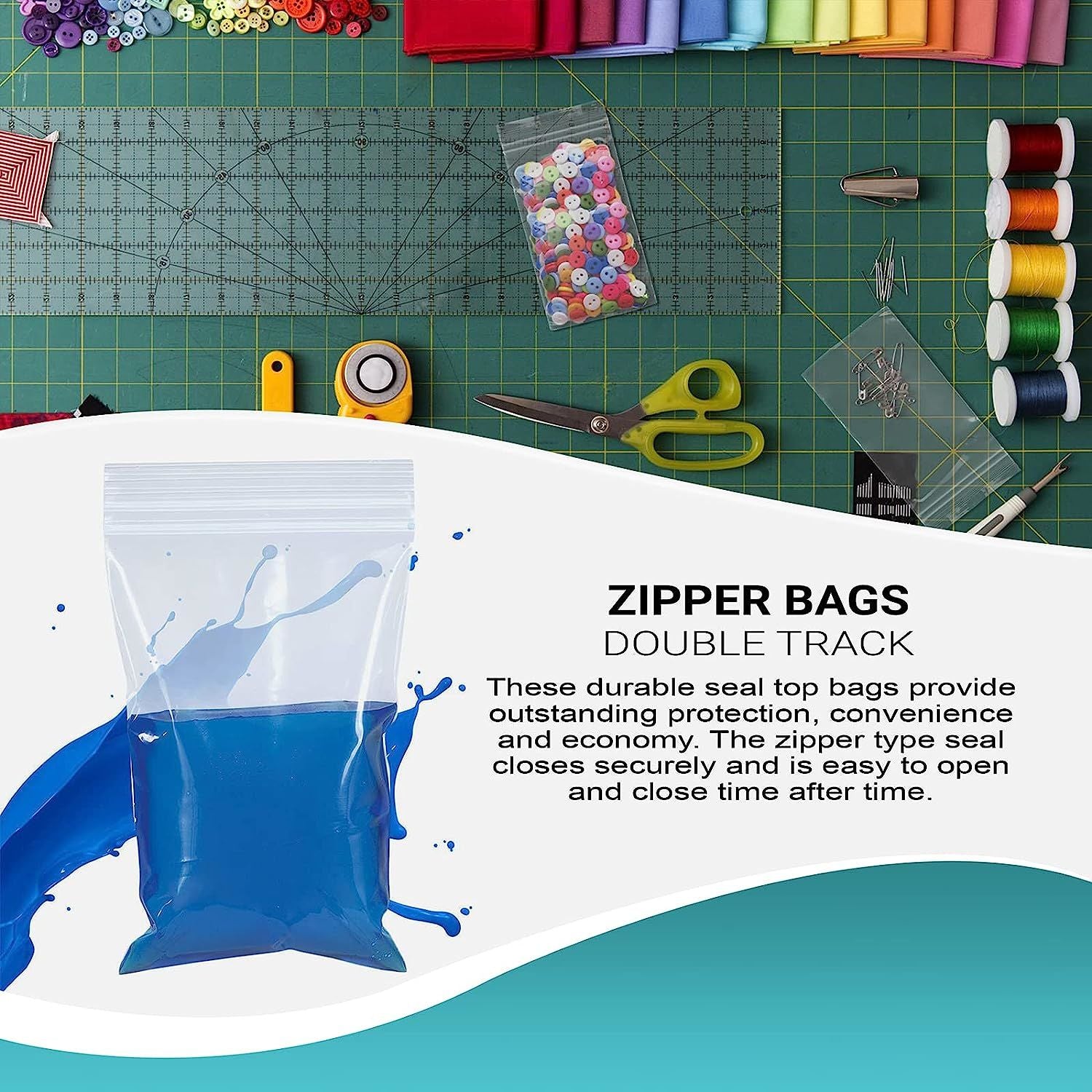 Pack of 1000 Clear Zipper Bags 4 x 6. Ultra Thick 4 mil Poly Bags 4x6. Polyethylene Seal Top Bags with Double Track. Plastic bags for industrial; food