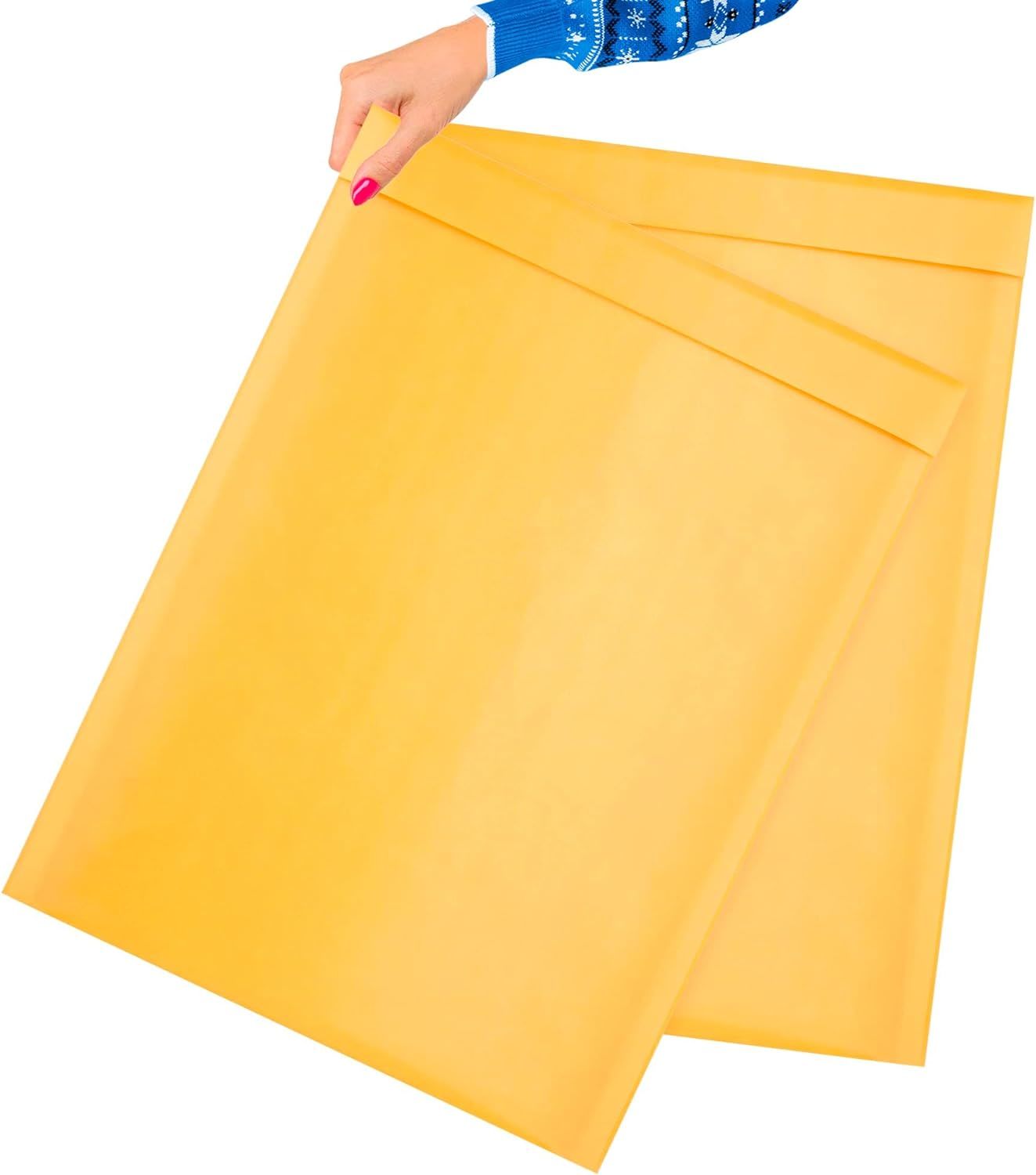 Airjackets Padded Envelopes Kraft Bubble Mailers 14.25 x 20 inch Size. 50 Pack Bubble Mailers. Yellow Color Padded Envelopes 14 1/4 x 20 Size Kraft Bubble Envelopes for Mailing Packing Shipping.