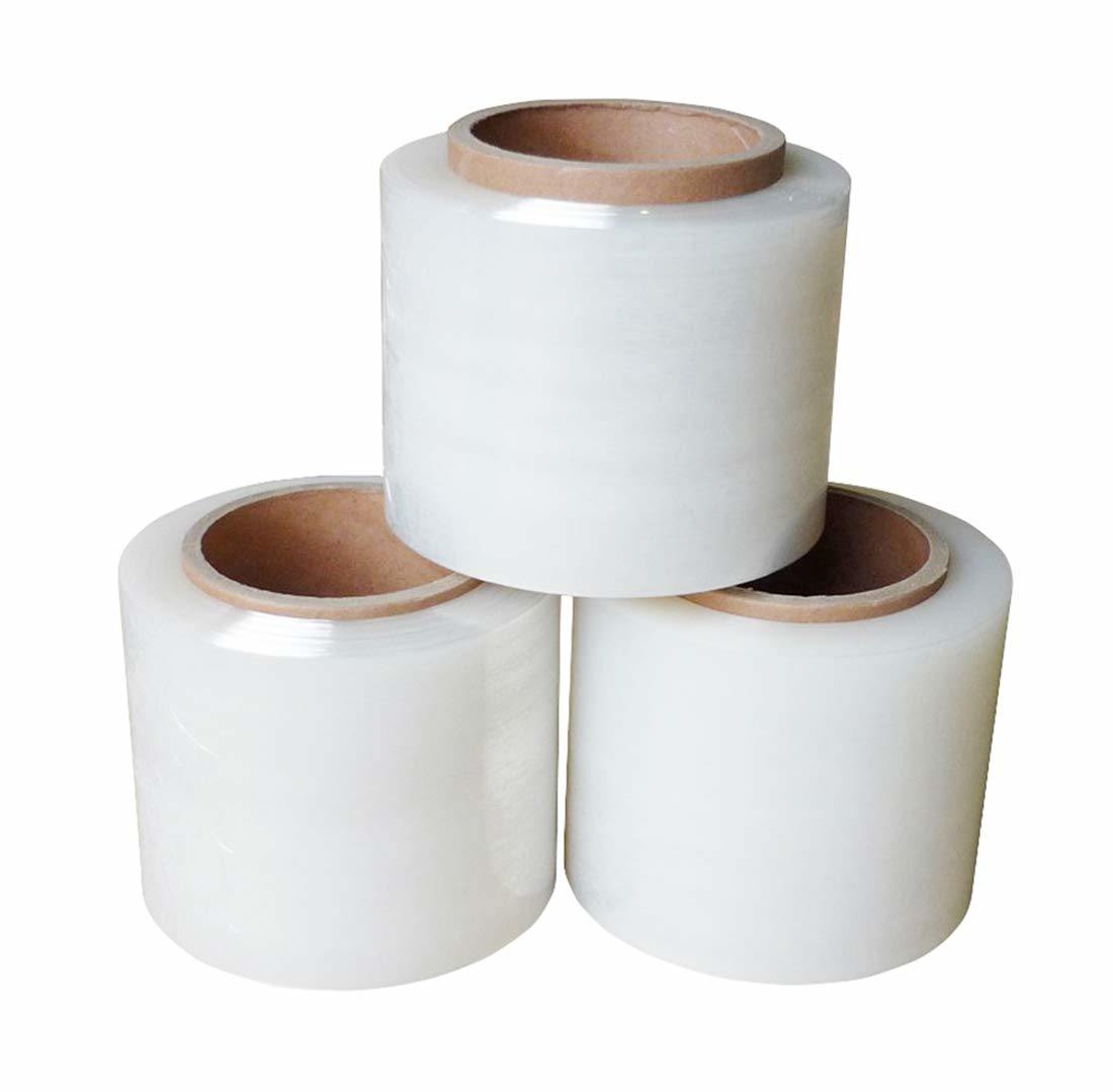 12 Rolls of Bundling Stretch Film 5" x 1000' with One Handle. 80 Gauge. Narrow Width Cast Stretch Wrap. Clear Residue Free Film for Moving; Shipping; Wrapping. Industrial Grade Cast Film.