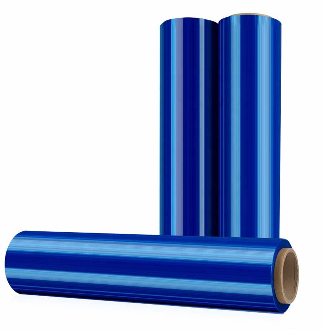 4 Rolls of Blown Hand Stretch Film 18" x 1500'. Blue Hand Stretch Wrap; 80 Gauge. Tear Resistant Residue Free Film for Moving; Shipping; Wrapping. Industrial Grade Pallet Shrink Wrap Film.