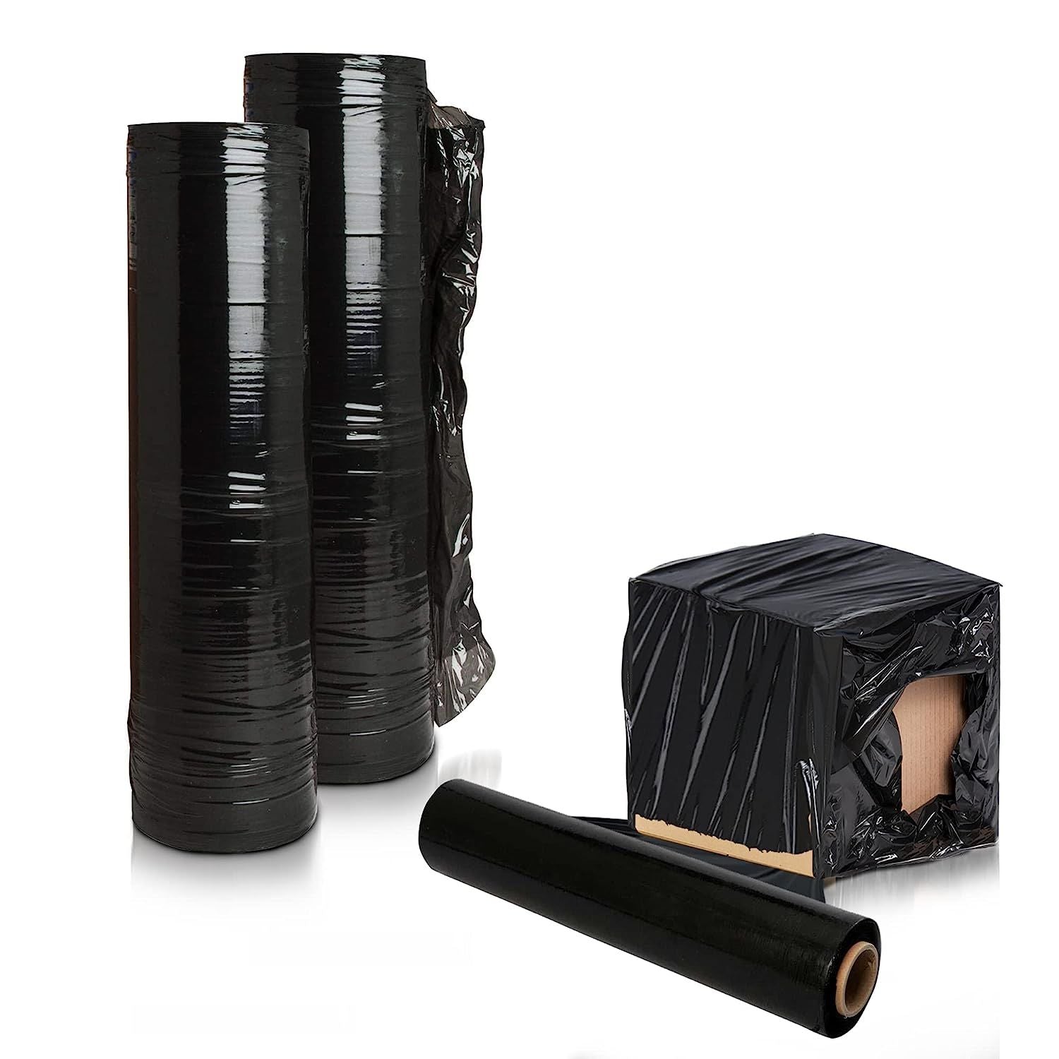 Blown Machine Stretch Film 20" x 5000'. Black Machine Stretch Wrap; 80 Gauge. Tear Resistant Residue Free Film for Shipping; Wrapping. Industrial Grade Pallet Shrink Wrap Film for Irregular Loads