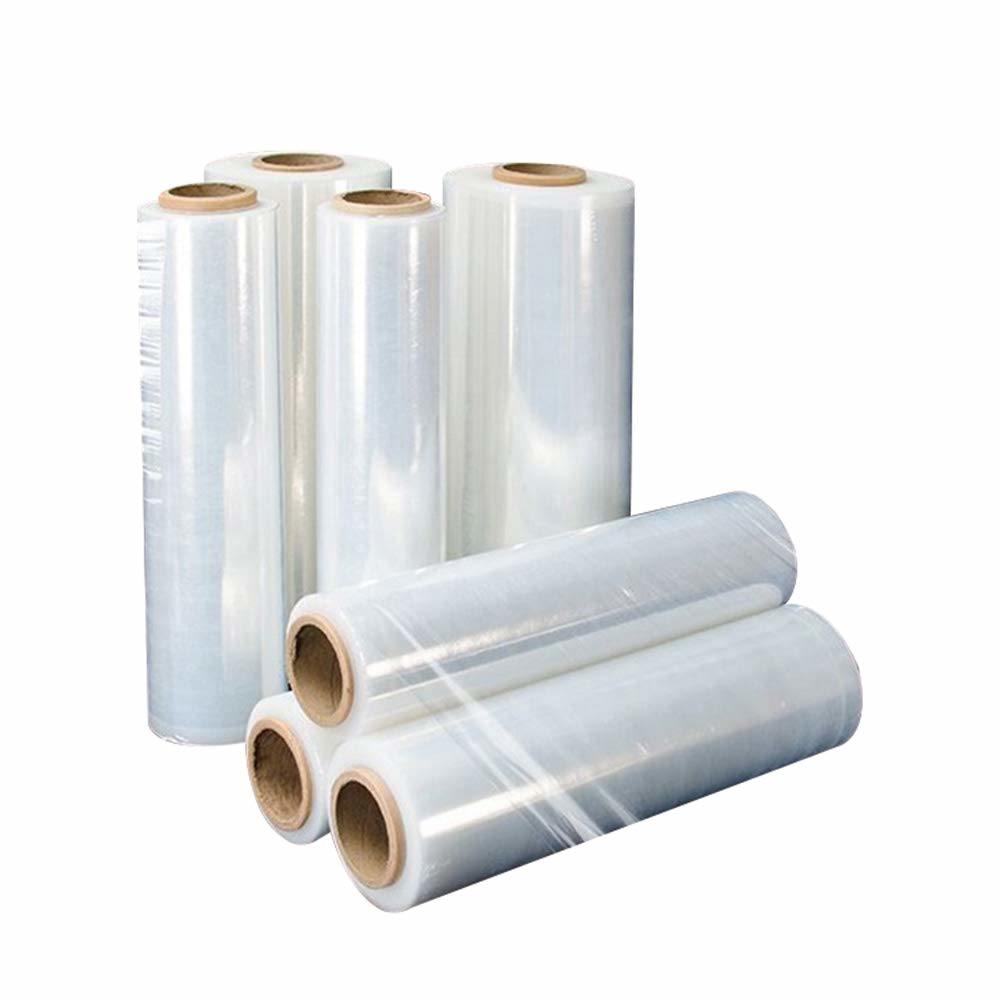 4 rolls of Cast Hand Stretch Film 12" x 1500'. Hand Stretch Wrap; 80 Gauge Thickness. Excellent Tear Resistance. Clear Residue Free Film for Moving; Shipping; Wrapping. Industrial Grade Cast Film.