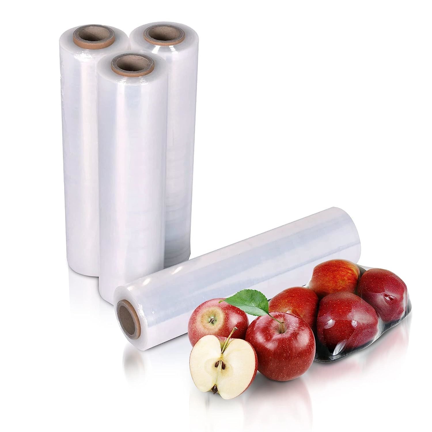 4 Rolls of Blown Hand Stretch Film 12" x 1500'. Clear Hand Stretch Wrap; 80 Gauge. Tear Resistant Residue Free Film for Moving; Shipping; Wrapping. Industrial Grade Pallet Shrink Wrap Film.