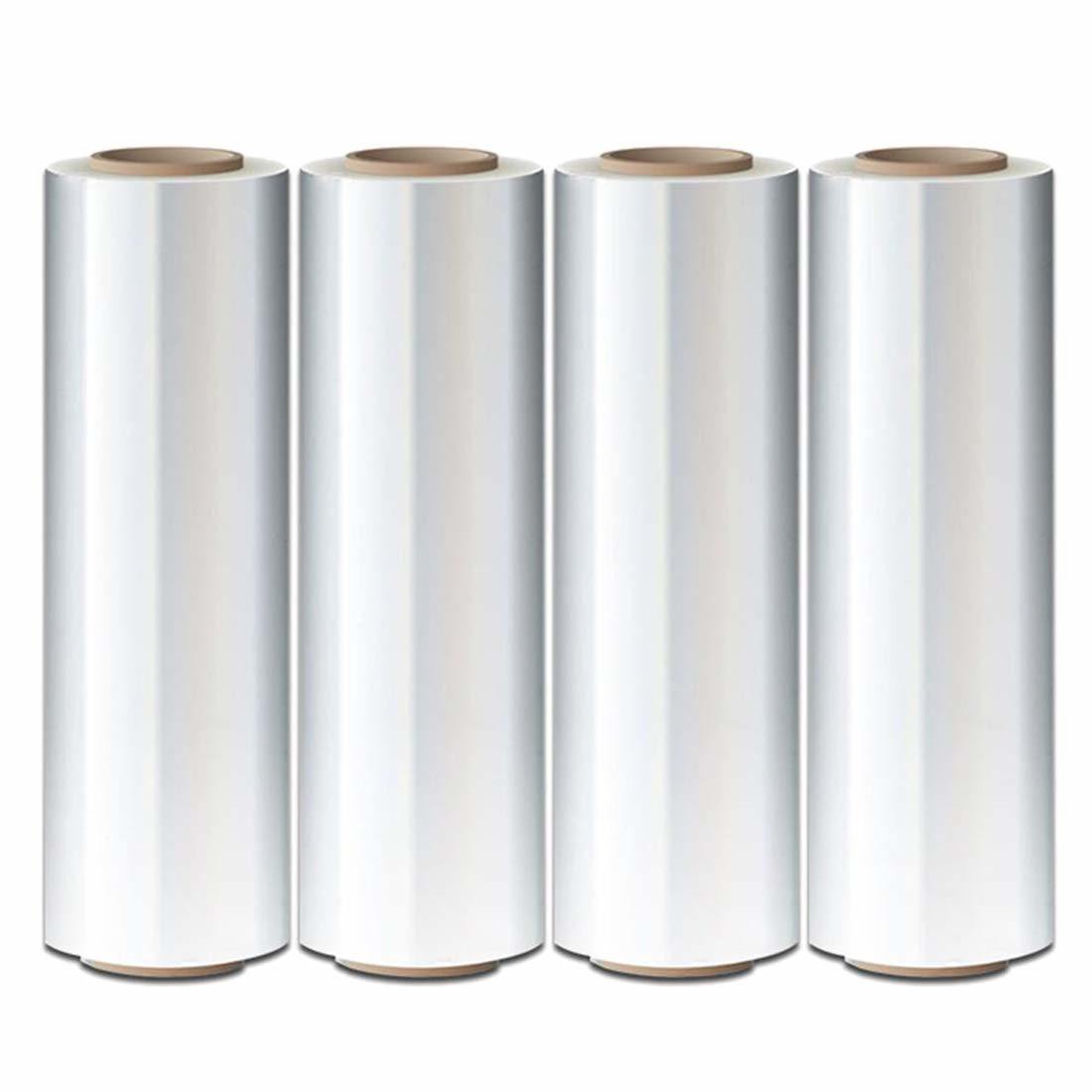 4 rolls of Cast Hand Stretch Film 18" x 1500'. Hand Stretch Wrap; 90 Gauge Thickness. Excellent Tear Resistance. Clear Residue Free Film for Moving; Shipping; Wrapping. Industrial Grade Cast Film.