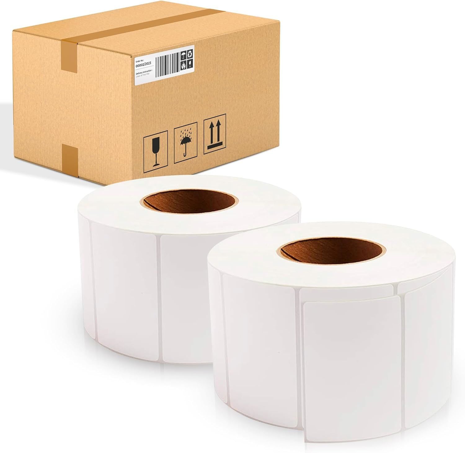16700 Pack of Thermal Transfer Labels 4" x 2" Nonperforated 12" OD. Thermal Shipping Label with 3" core. Self-Adhesive Rolls. Mailing Postage. Printin