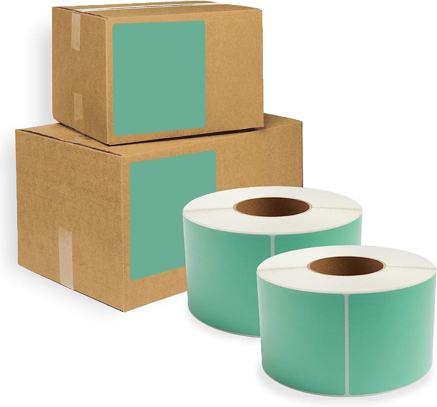 4000 Pack Direct Thermal Labels 4" x 6" Green 3 Core. Self-Adhesive Rolls. Mailing Postage. Printing Paper. Blank for Shipping; barcoding