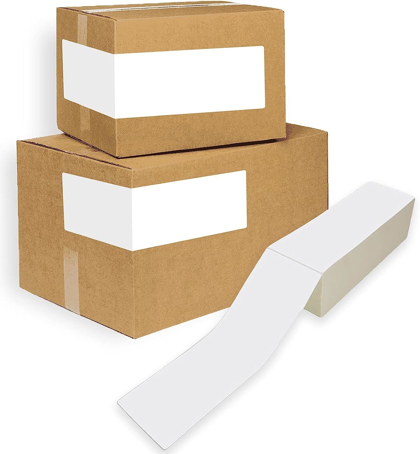 2000 Pack Thermal Transfer Fanfold Labels 4" x 12". Perforated Self-Adhesive Rolls. Mailing Postage. Printing Paper. Blank for Shipping; barcoding