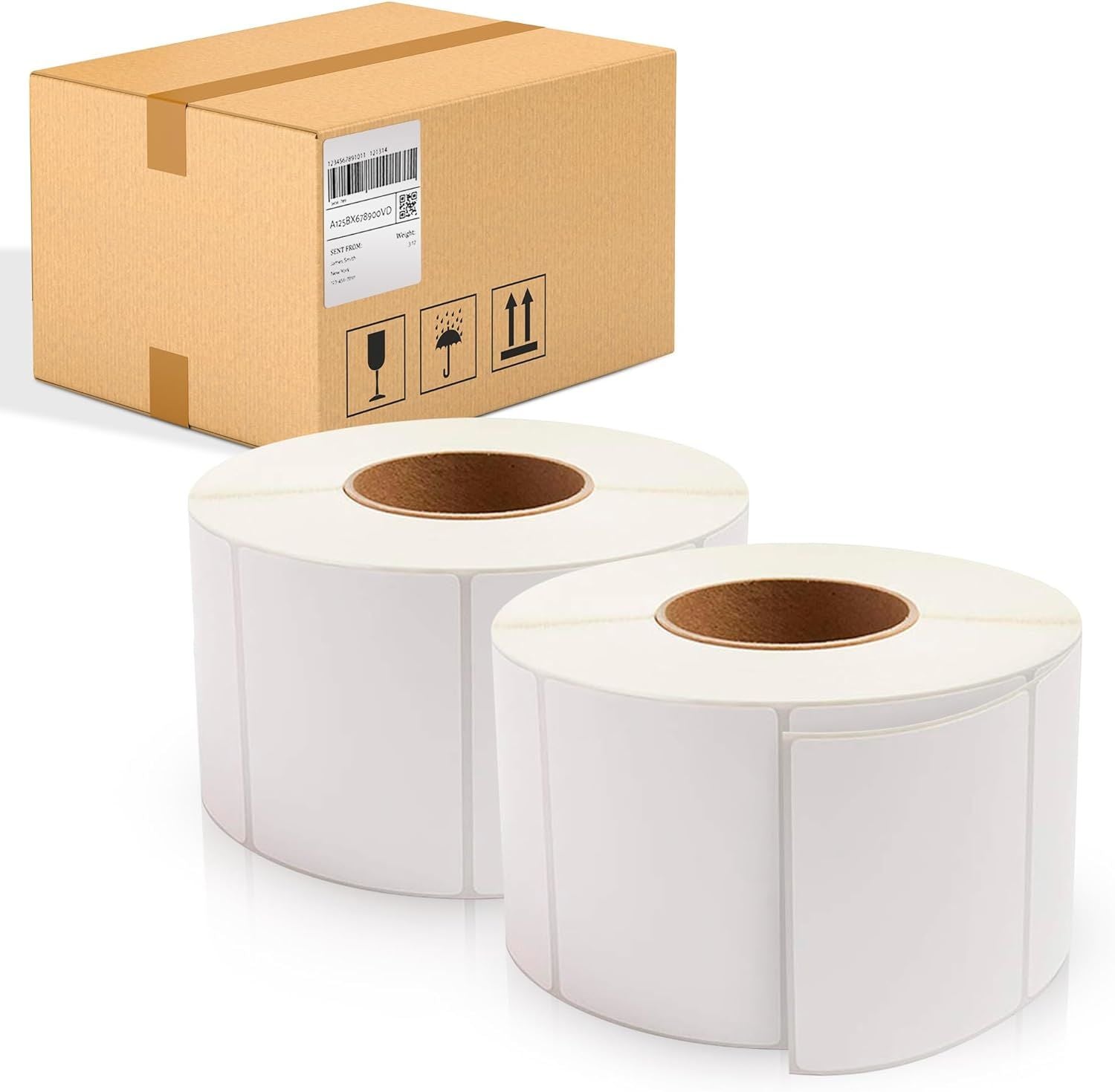 11360 Pack of Thermal Transfer Labels 4" x 3" Nonperforated 12" OD. Thermal Shipping Label with 3" core. Self-Adhesive Rolls. Mailing Postage. Printin