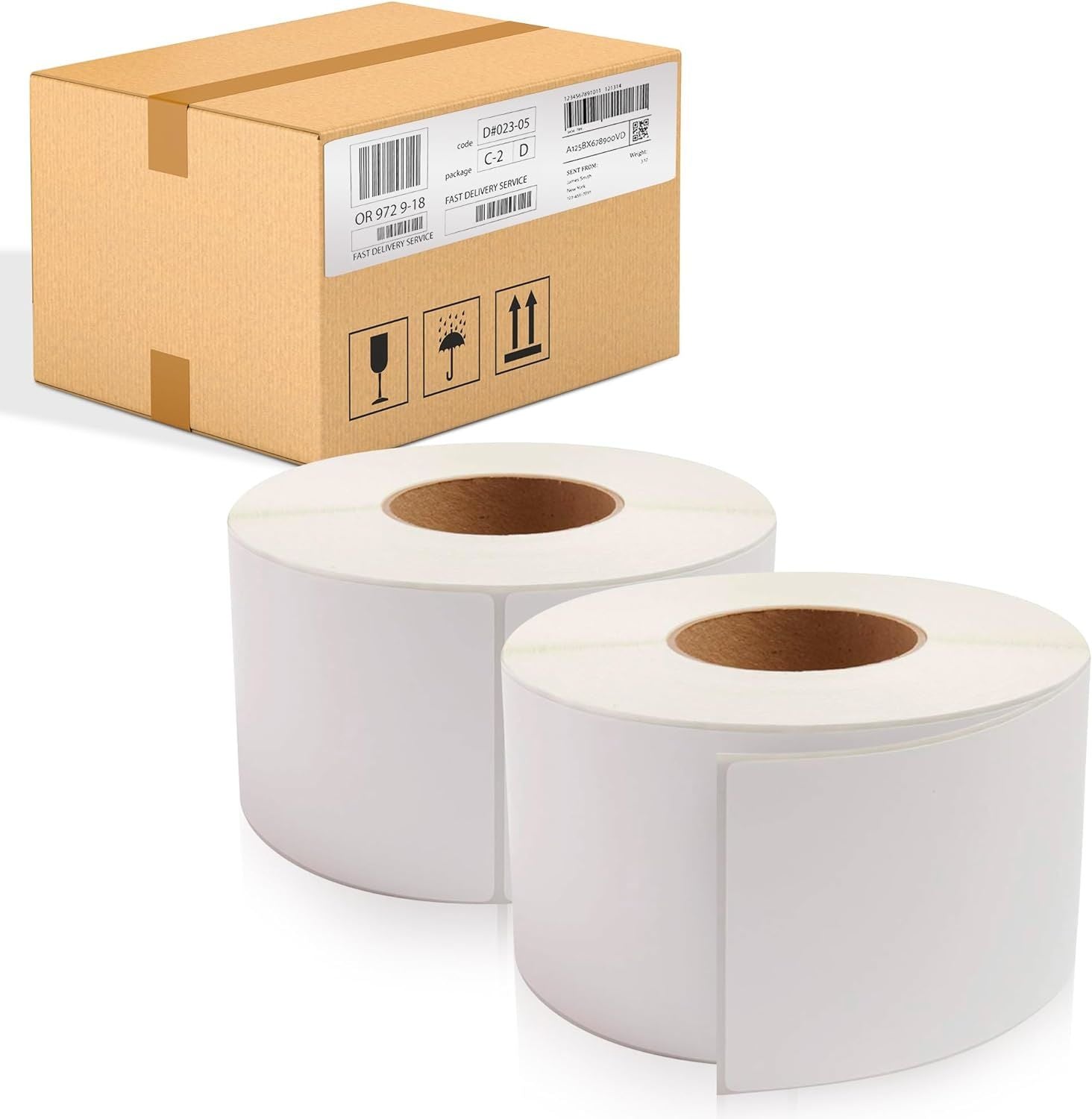 2700 Pack of Thermal Transfer Labels 4" x 13" Nonperforated 12" OD. Thermal Shipping Label with 3" core. Self-Adhesive Rolls. Mailing Postage. Printin
