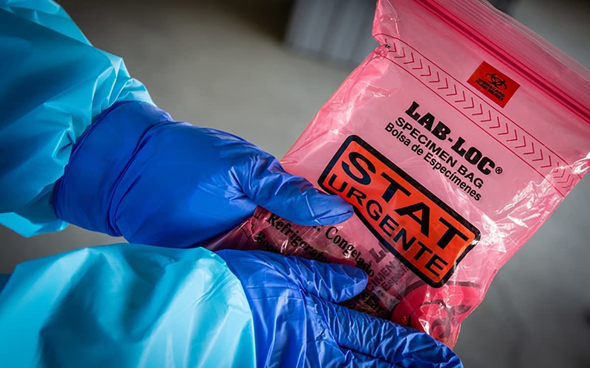 Pack of 1000 Specimen Bags "STAT"; Red 6 x 9. Zipper Plastic Bags 6x9. Low Density Polyethylene Bags 1.75 mil for Health Needs. Great for Infirmaries.