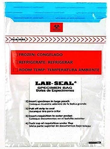 Pack of 1000 Tamper-Evident Specimen Bags Clear 6 x 10. Polyethylene Bags with Absorbent Pad 6x10. Pull Tab Adhesive Closure 1.80 mil thick. Removable