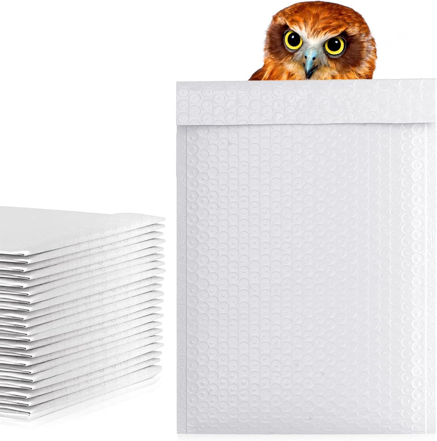 Pack of 100 White Poly Bubble mailers 10.5 x 16 Padded envelopes 10 1/2 x 16 by Amiff. Large Poly Cushion envelopes. Peel and Seal. Mailing; Shipping; Packing; Packaging.