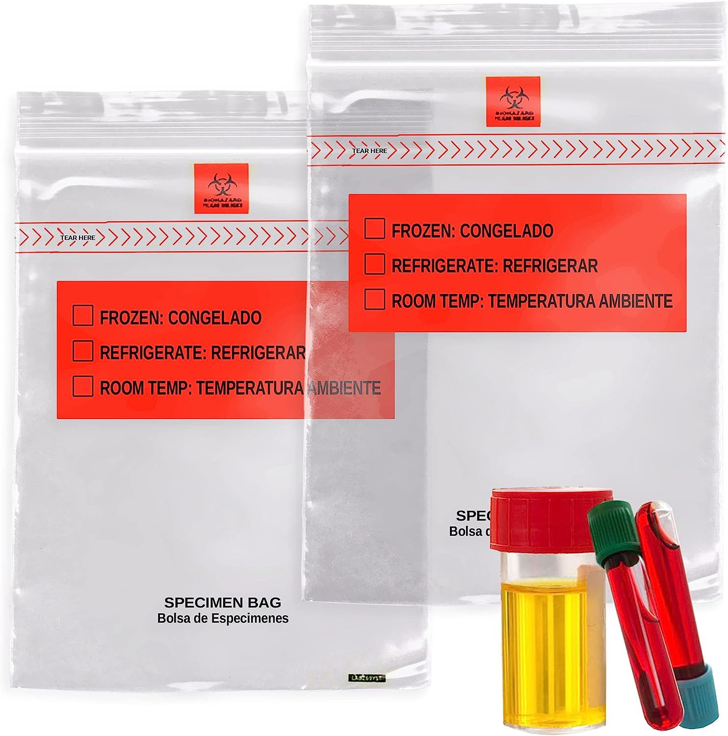 Pack of 1000 Specimen Bags 8 x 10. Low density polyethylene Printed Bags 8x10 Zipper Clear Plastic Bags 1.75 mil for Health needs. Great for Infirmari