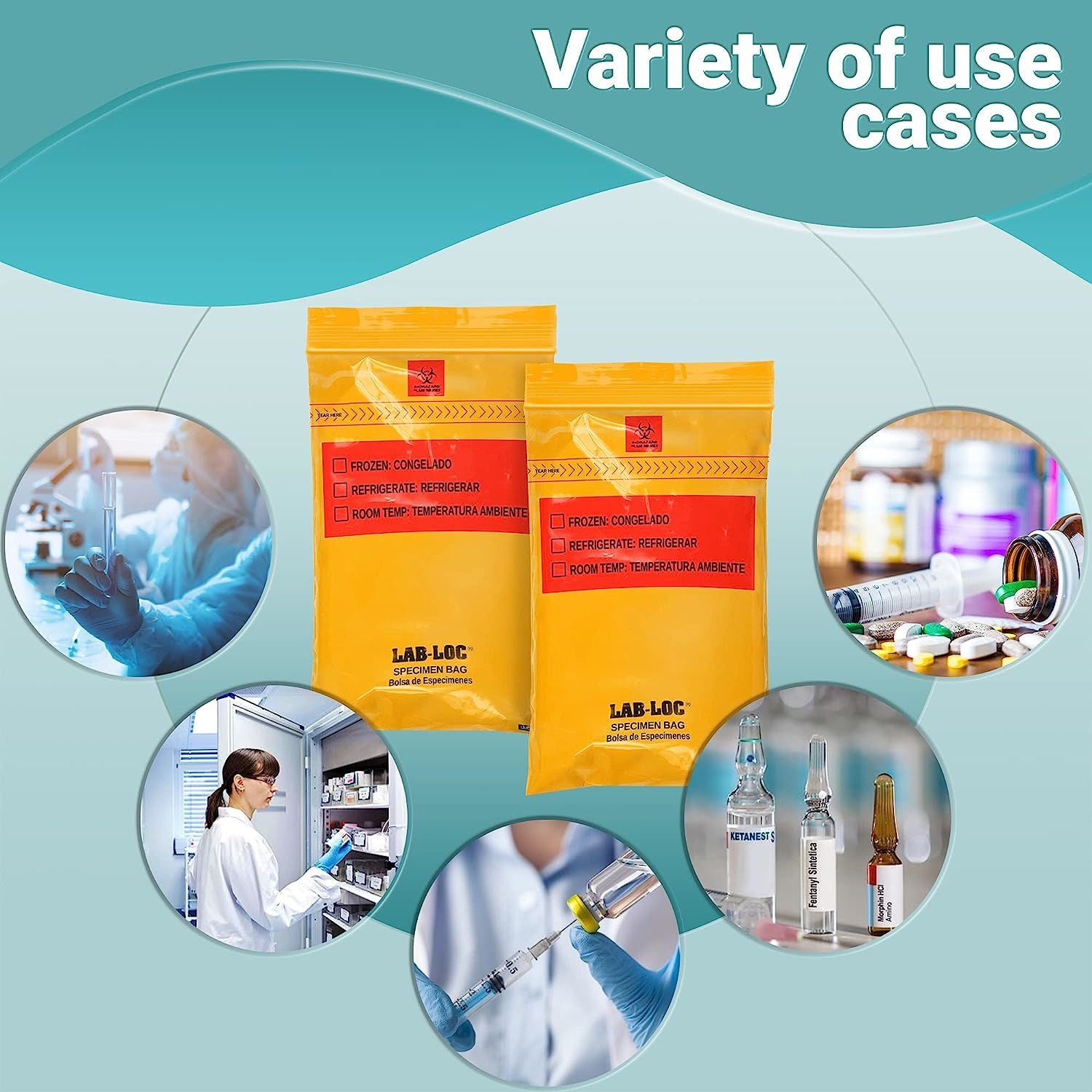 Pack of 1000 Specimen Transfer Bags; Orange 6 x 9. Zipper Polyethylene Bags 6x9. Seal Top Plastic Bags; 1.75 mil for Health needs. Great for Infirmari