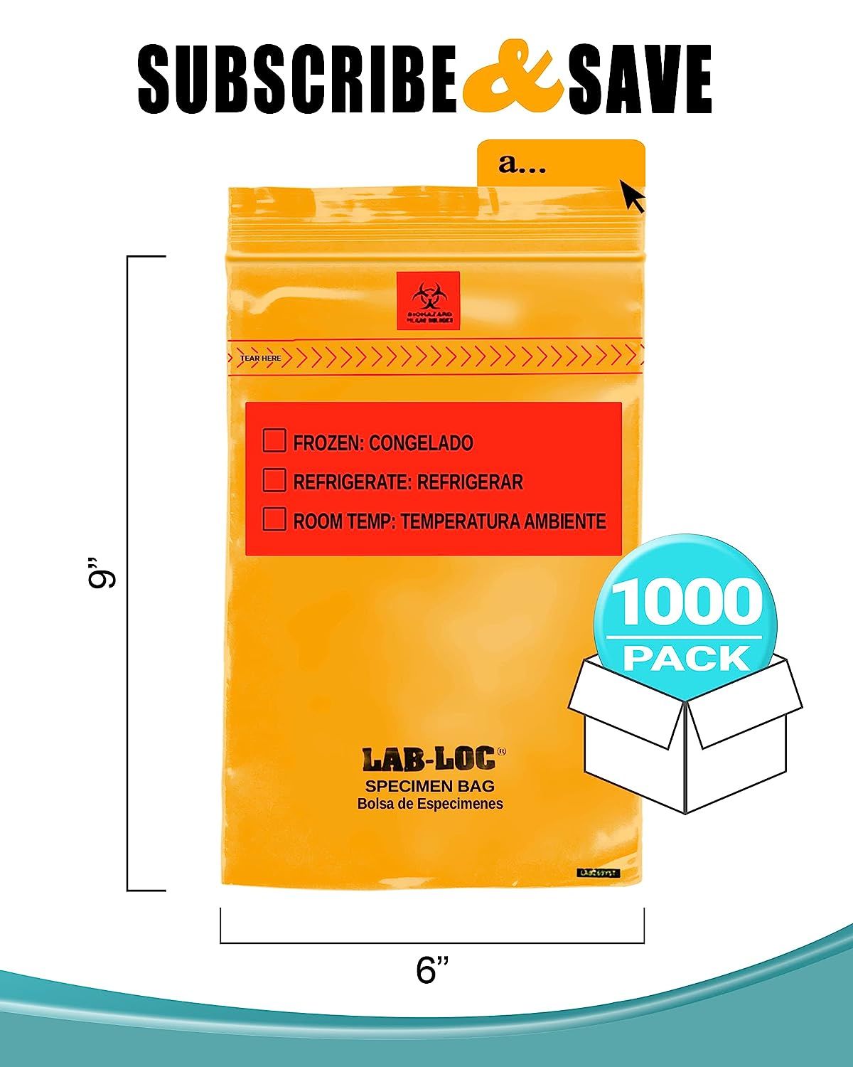 Pack of 1000 Specimen Transfer Bags; Orange 6 x 9. Zipper Polyethylene Bags 6x9. Seal Top Plastic Bags; 1.75 mil for Health needs. Great for Infirmari