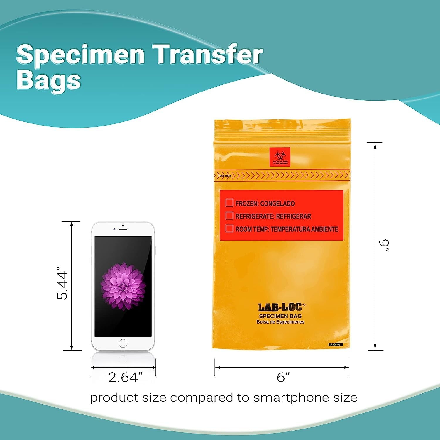 Pack of 1000 Specimen Transfer Bags; Orange 6 x 9. Zipper Polyethylene Bags 6x9. Seal Top Plastic Bags; 1.75 mil for Health needs. Great for Infirmari