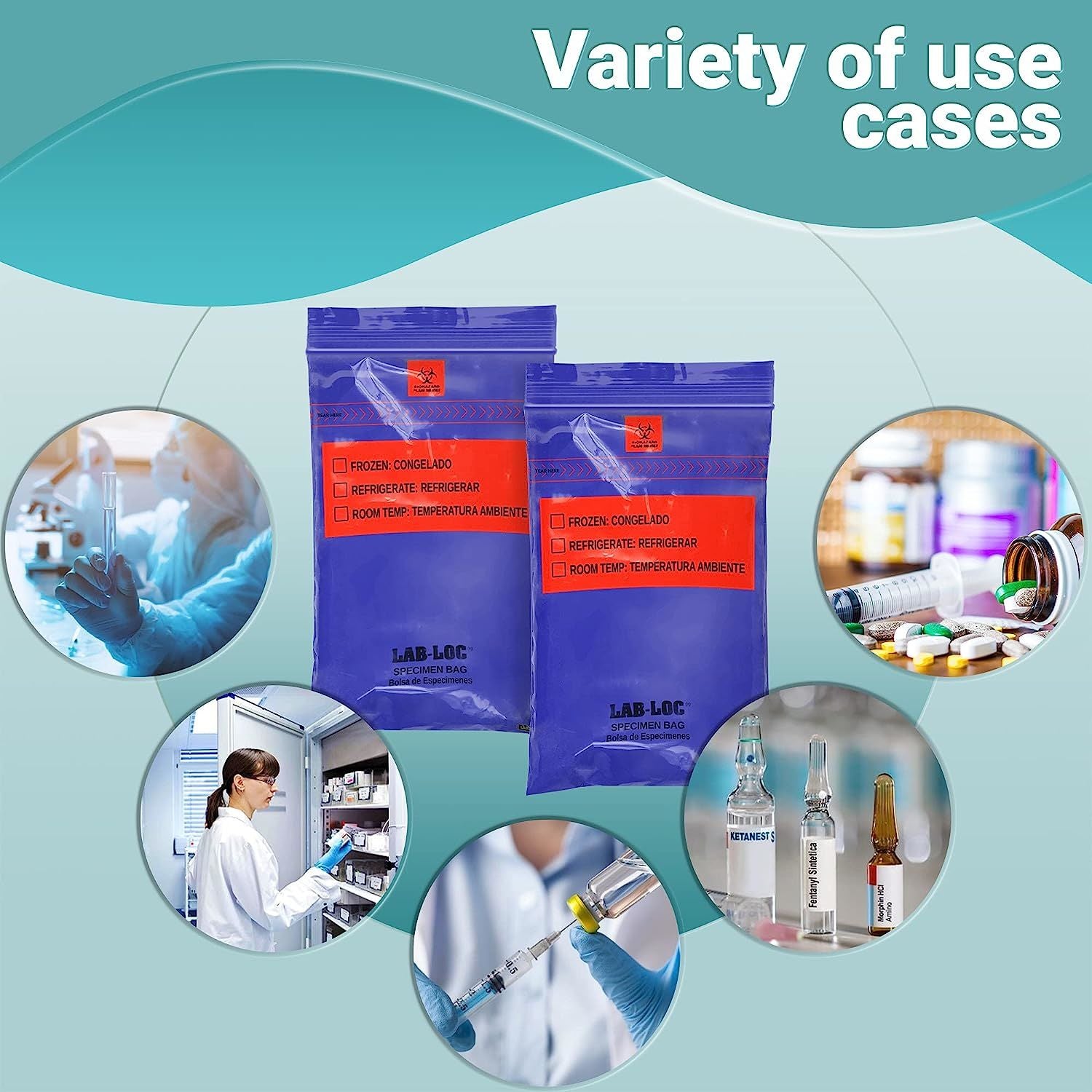 Pack of 1000 Specimen Transfer Bags 6 x 9. Low Density polyethylene Printed Bags 6x9. Blue Plastic Bags 1.75 mil for Health Needs. Great for Infirmari