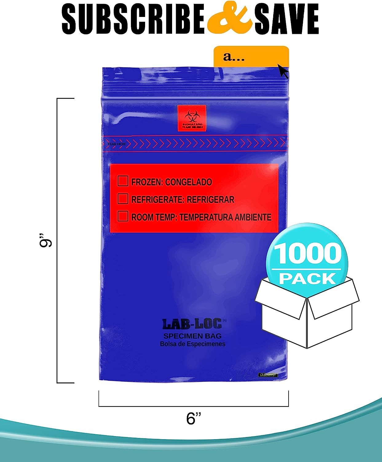 Pack of 1000 Specimen Transfer Bags 6 x 9. Low Density polyethylene Printed Bags 6x9. Blue Plastic Bags 1.75 mil for Health Needs. Great for Infirmari