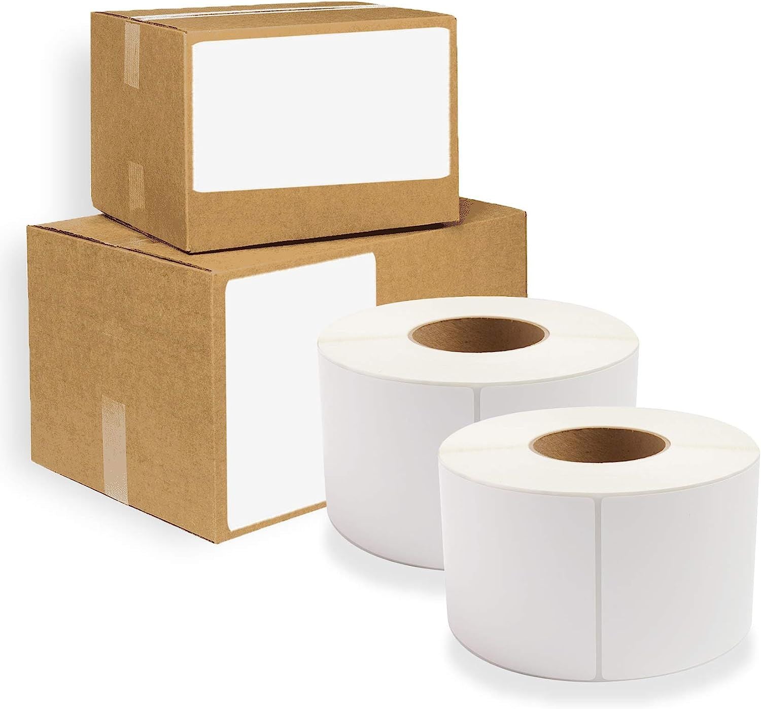 White Thermal Transfer Labels 4" x 6.5" Polypropylene. Pack 3680 Perforated Thermal Shipping Labels with 3" core. Self-Adhesive Rolls. Mailing Printin