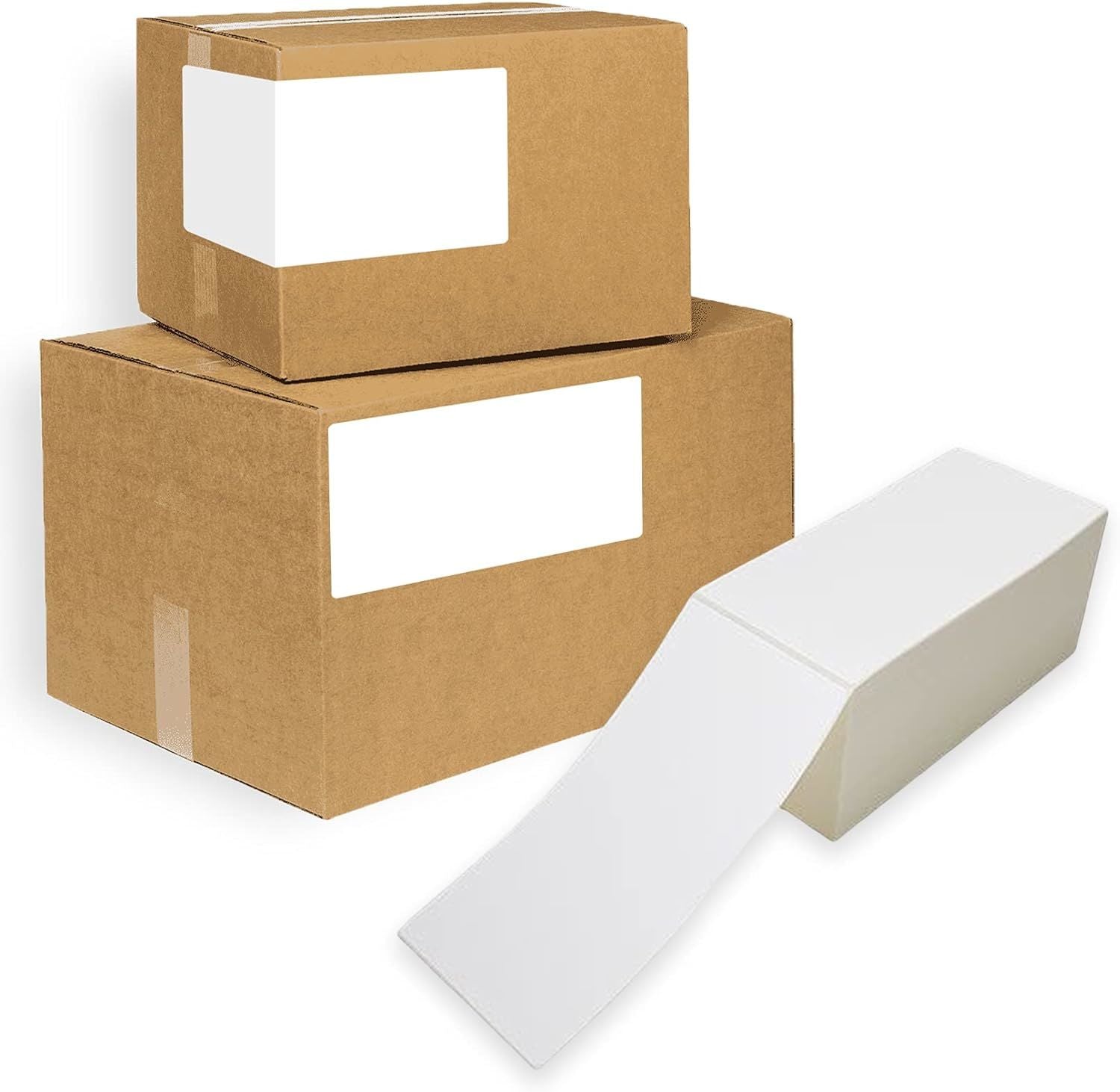 3000 Pack Direct Thermal Fanfold Labels 4" x 8". Self-Adhesive Rolls. Mailing Postage. Printing Paper. Blank for Shipping; barcoding