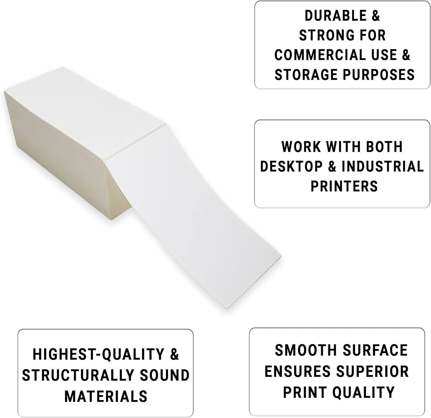 3000 Pack Direct Thermal Fanfold Labels 4" x 8". Self-Adhesive Rolls. Mailing Postage. Printing Paper. Blank for Shipping; barcoding