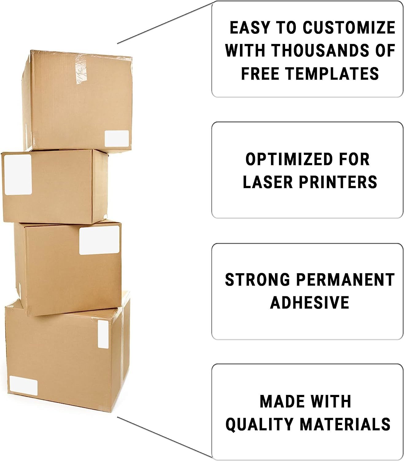 4000 Pack 4.25" x 5.5" - Laser Sheet Labels (4-Up). Adhesive Sticks for Shipping and mailing
