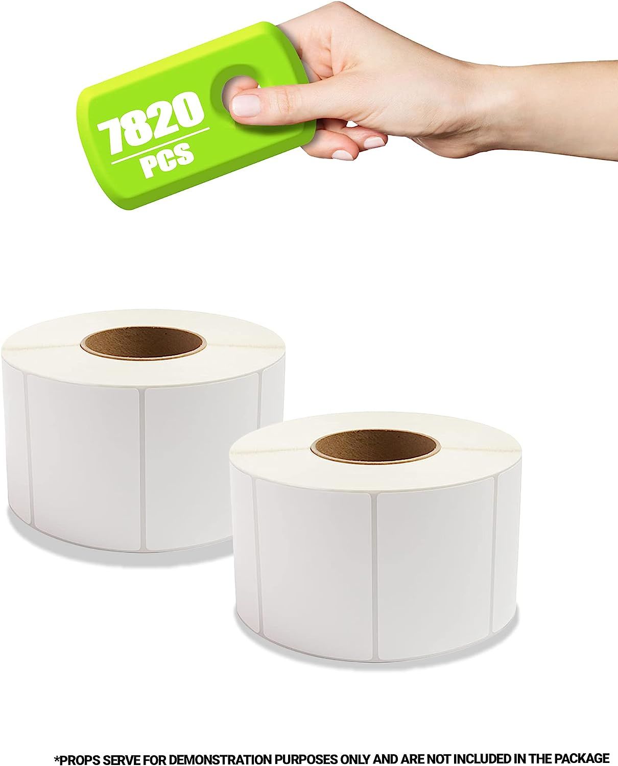 White Thermal Transfer Labels 4" x 3" Polypropylene. Pack of 7820 Perforated Thermal Shipping Labels with 3" core. Self-Adhesive Rolls. Mailing Printi