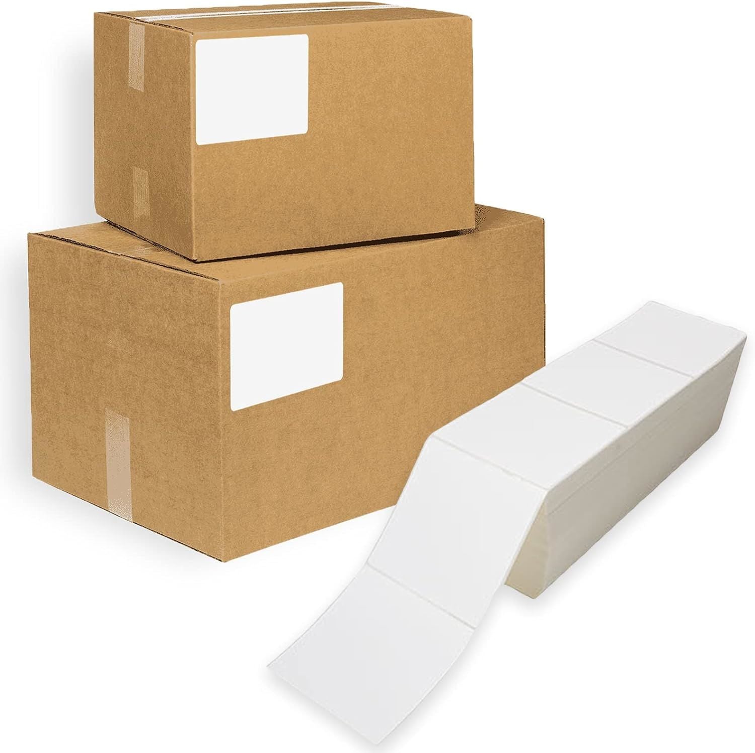 6000 Pack Direct Thermal Fanfold Labels 4" x 4". Self-Adhesive Rolls. Mailing Postage. Printing Paper. Blank for Shipping; barcoding
