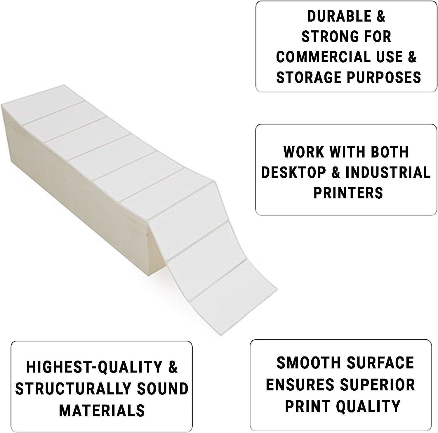 12000 Pack Thermal Transfer Fanfold Labels 4" x 2". Perforated Self-Adhesive Rolls. Mailing Postage. Printing Paper. Blank for Shipping; barcoding