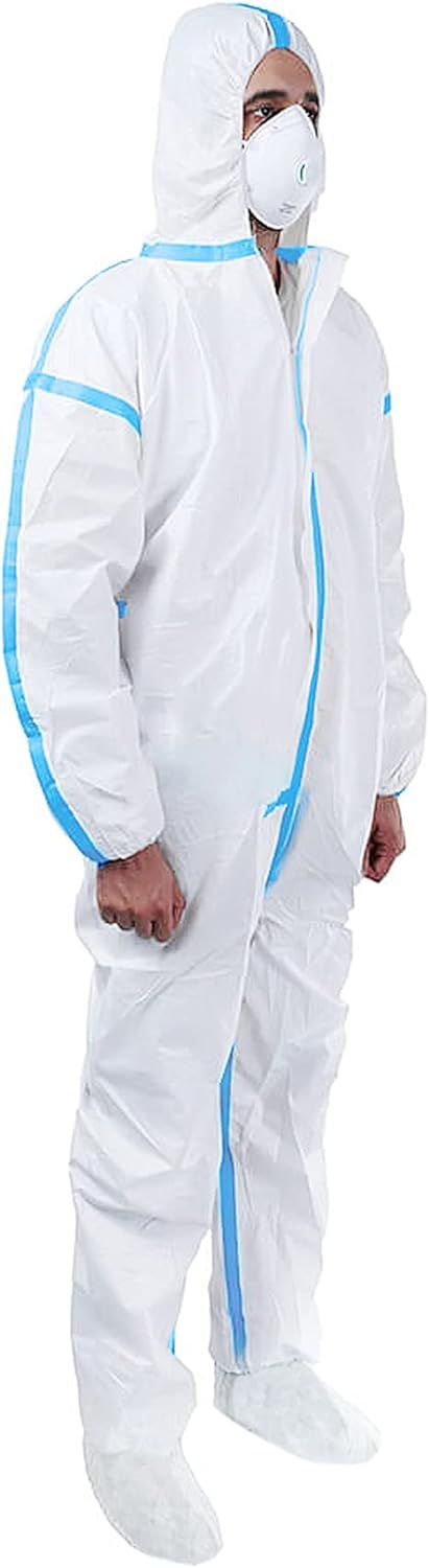 Disposable Coverall X-Small. White Paint Suit 50gsm Microporous Protective Suits with Zipper Front; Elastic Wrists; Attached Hood; Boots. Unisex Disposable Suit