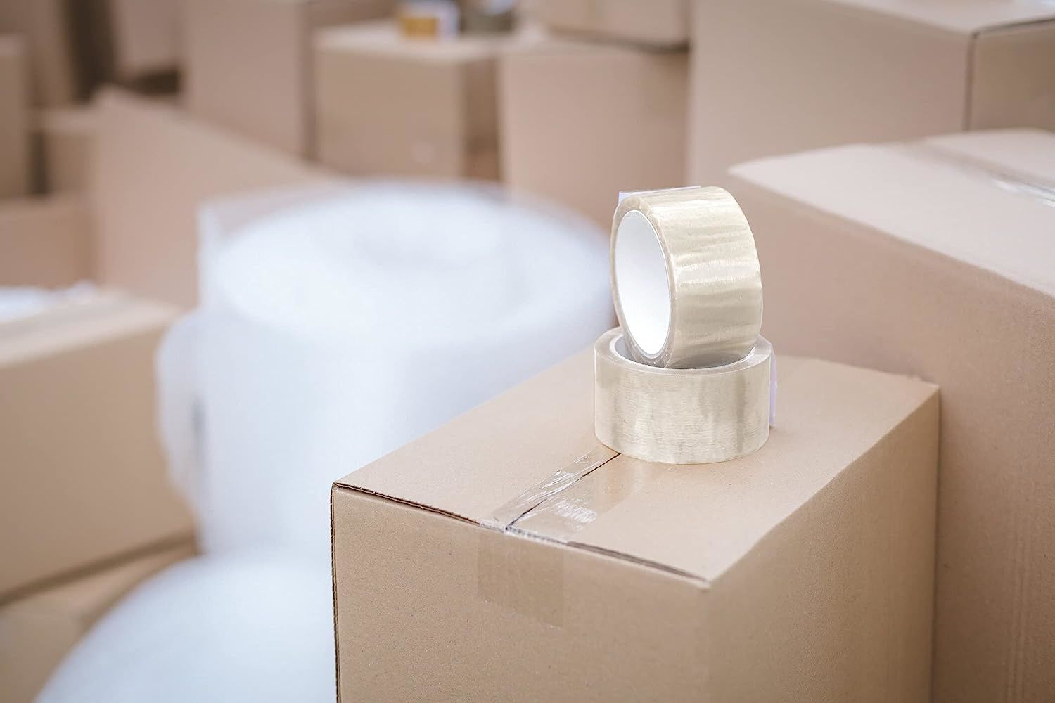 24 Rolls of Clear Box Sealing Tape 3" x 110 yds. Thickness 1.8 Mil. Acrylic Packaging Tape for Wrapping; Packing; Shipping; Moving Boxes. Acrylic Emul