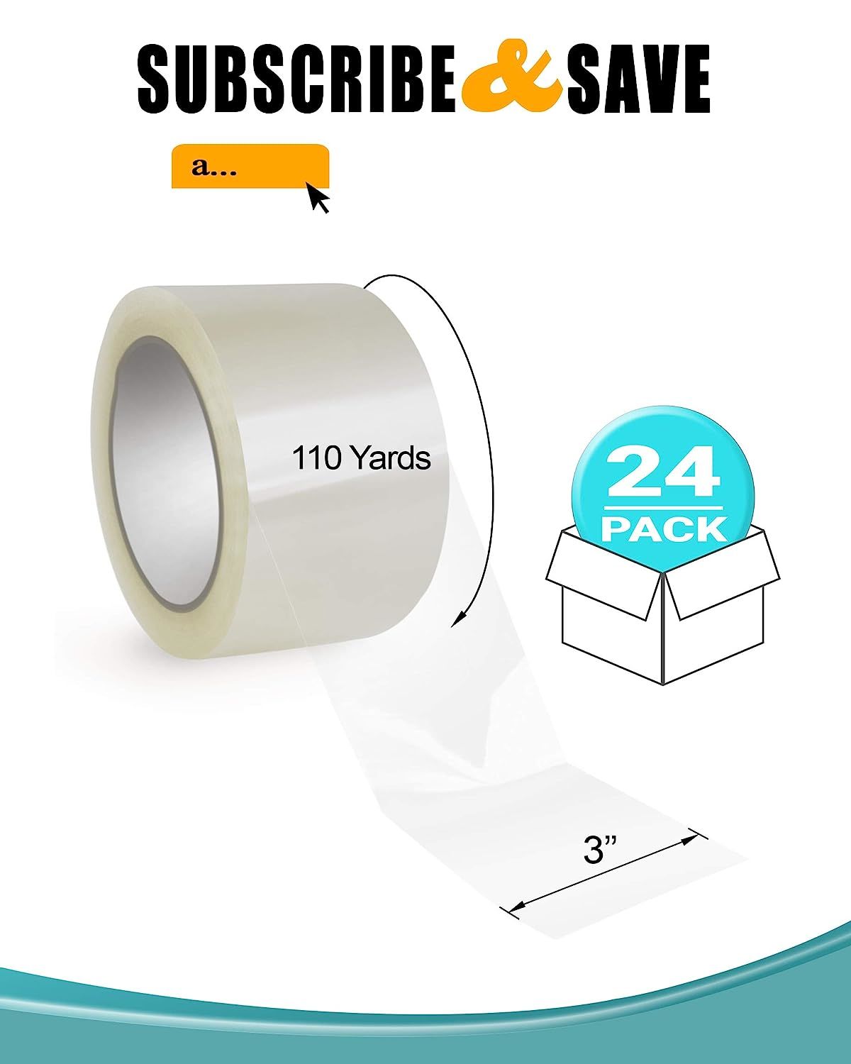 24 Rolls of Clear Box Sealing Tape 3" x 110 yds. Thickness 1.8 Mil. Acrylic Packaging Tape for Wrapping; Packing; Shipping; Moving Boxes. Acrylic Emul