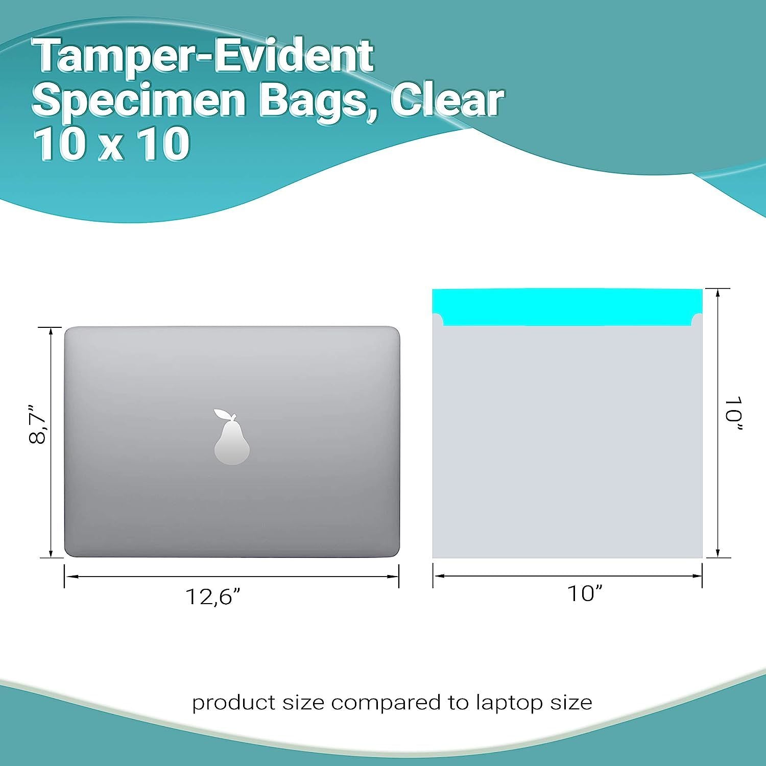 Pack of 1000 Tamper-Evident Specimen Bags; Clear 10 x 10. Printed Polyethylene Bags 10x10. Pull Tab Adhesive Closure 1.80 mil Thick. Removable Biohaza