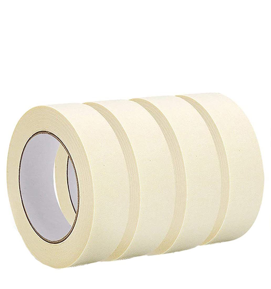 Masking Tape 3" x 60 yds. 16 Rolls of Semi Crepe Paper Tapes. Easy Tear Tape for Labelling; Packing; Painting. Pressure Sensitive Rubber Adhesive. Oil
