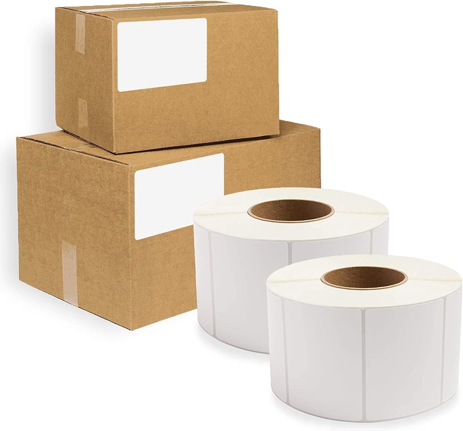 Direct Thermal Labels 4" x 8" No Perforated 12" OD Core. Pack of 4360 Self-Adhesive Rolls. Mailing Postage. Printing Paper. Blank for Shipping; barcod
