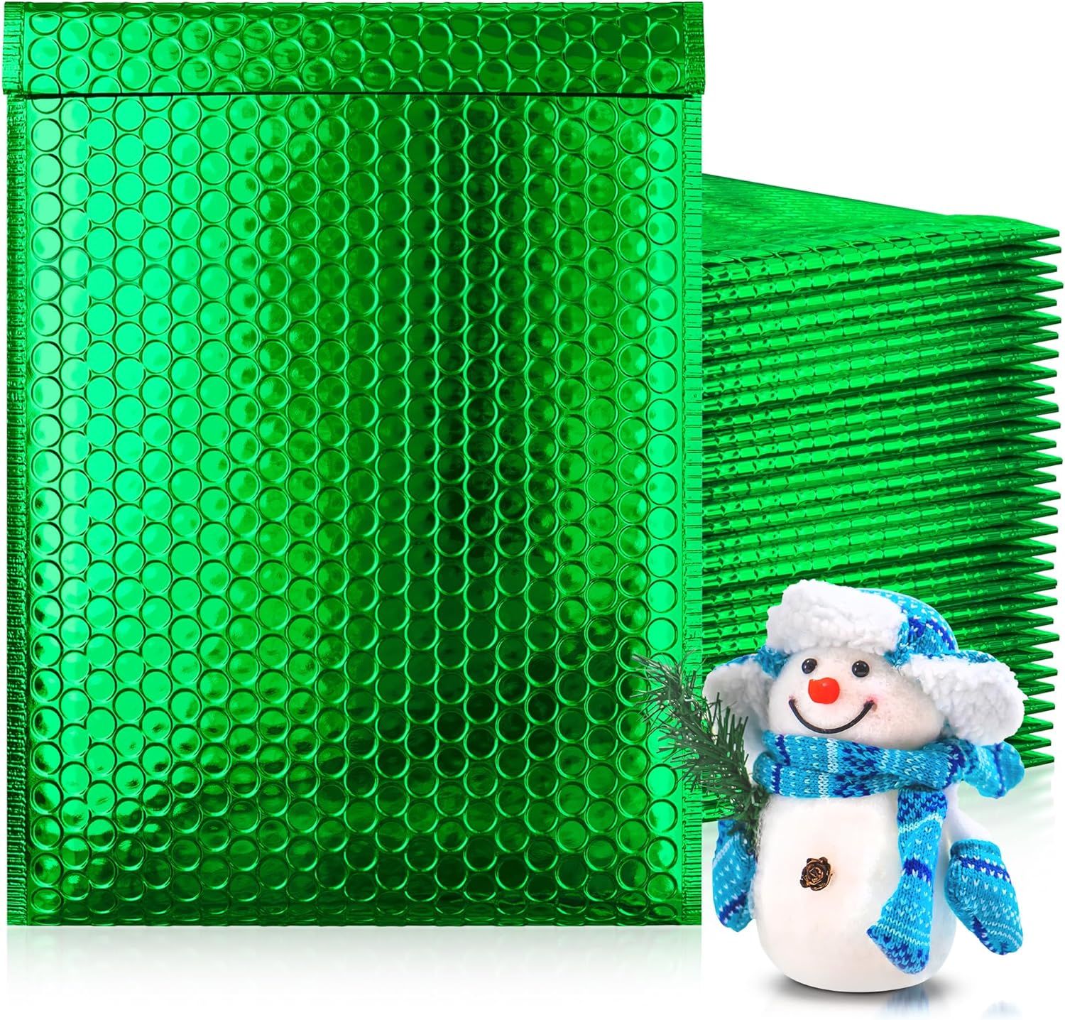 Green Metallic Bubble Mailers 7.5 x 11. Pack of 250 Poly Padded Envelopes. Small Cushioned Mailing 7 1/2 x 11. Peel and Seal Bags for Packing; Shipping. Packaging for Small Business