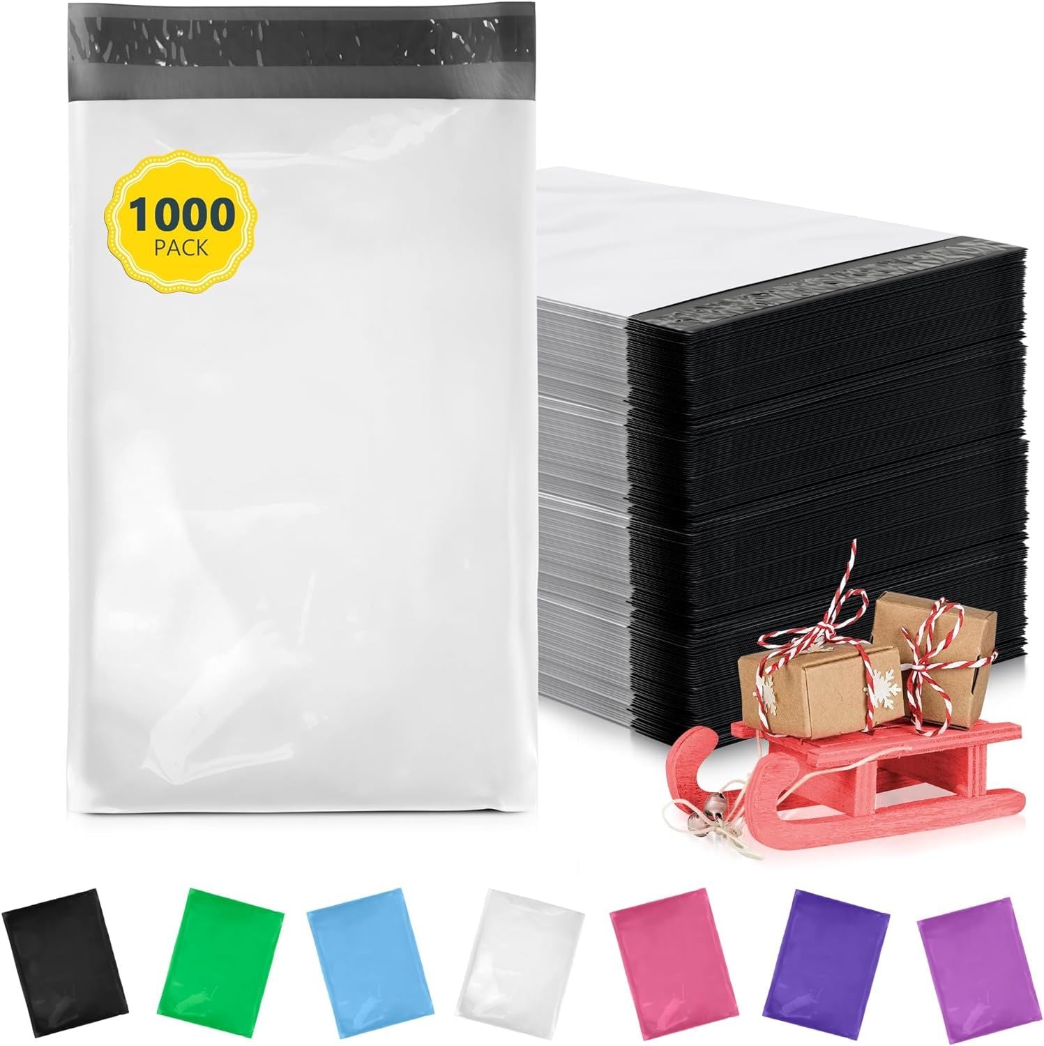 Poly Mailers 6 x 9. In Bulk Pack of 1000 White Plastic Envelopes 2 Mil for Clothes. Small Apparel Mailing Bags. Self-Seal Waterproof Shipping Packages 6x9 for Clothing; Small Business