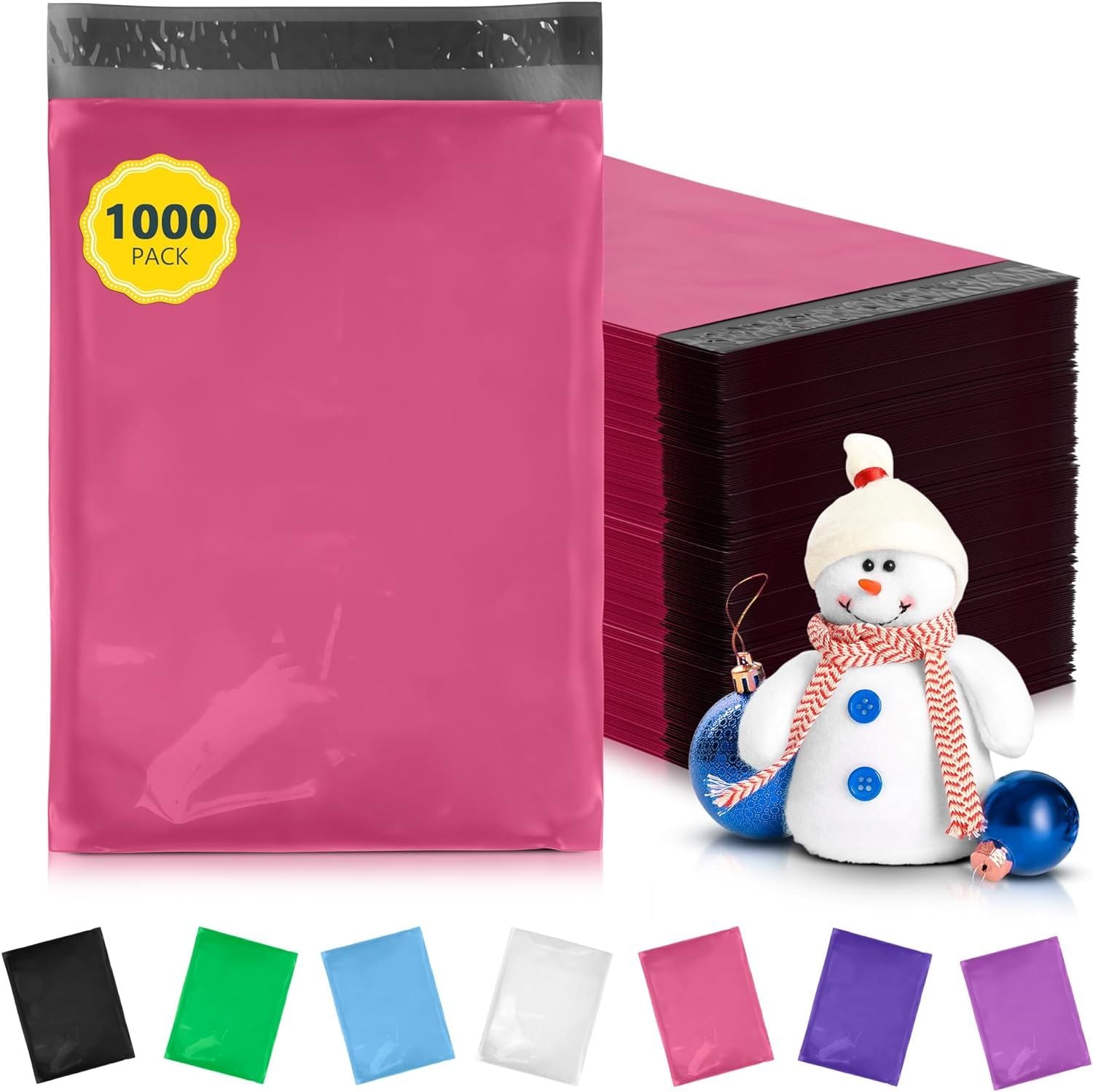 Hot Pink Poly Mailers 9 x 12; Waterproof Shipping Bags for Small Business Pack Of 1000; Self Seal Mailers Poly Bags for Shipping 2 Mil; Tear Resistant Shipping Envelopes for Clothing