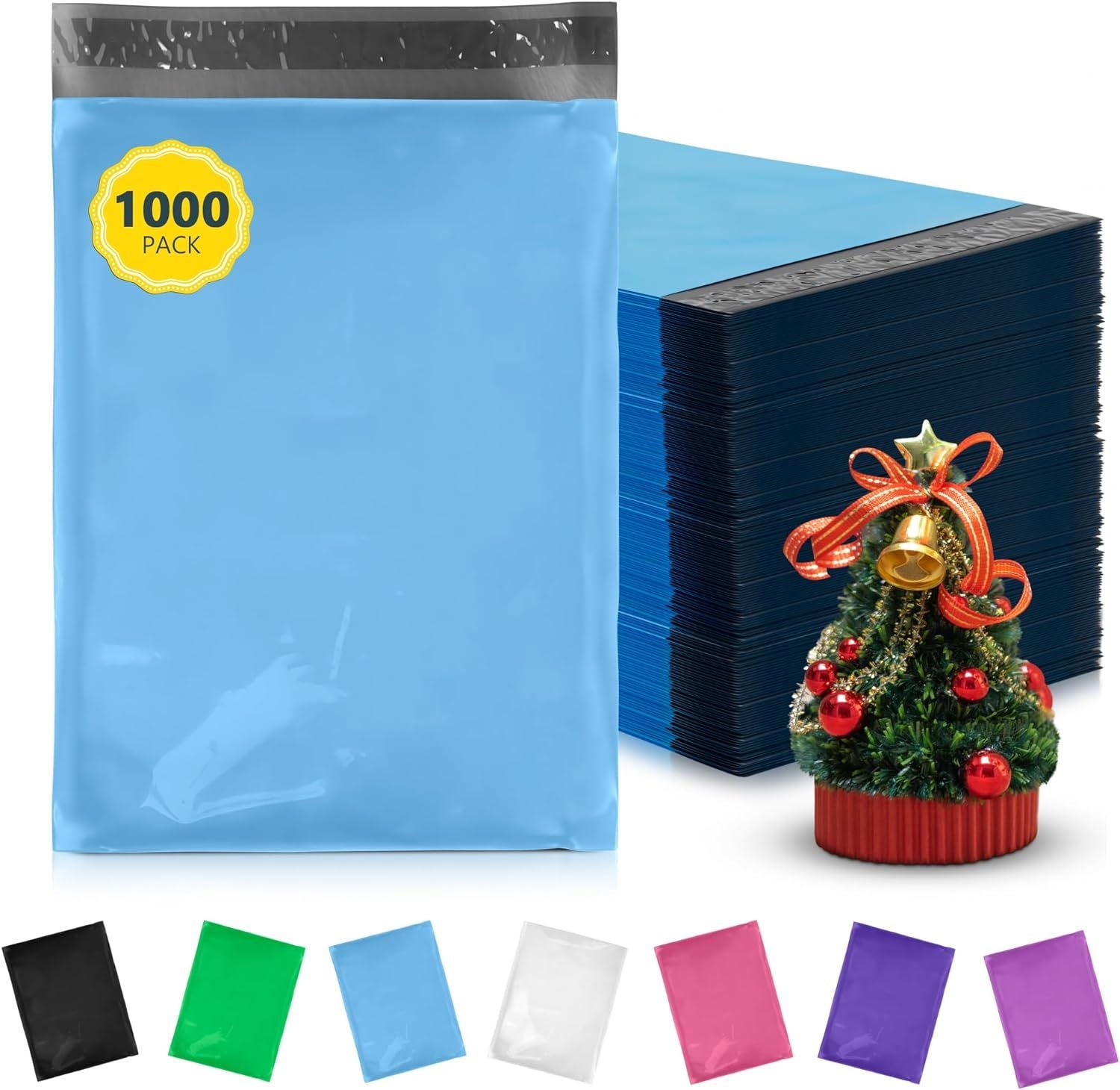 Poly Mailers 9 x 12. In Bulk Pack of 1000 Blue Plastic Envelopes 2 Mil for Clothes. Medium Apparel Mailing Bags. Self-Seal Waterproof Shipping Packages 9x12 for Clothing; Small Business